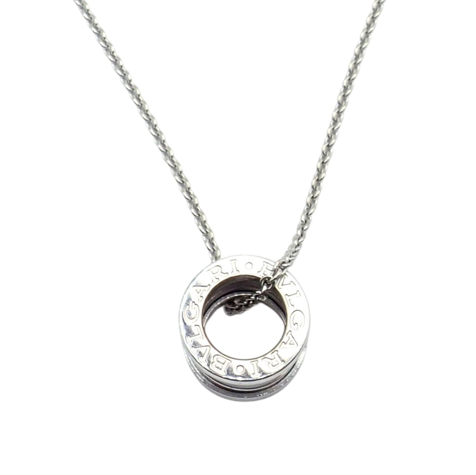 Authentic! Bulgari Bvlgari 18k White Gold B.Zero1 Pendant Necklace Box + Papers | Fortrove