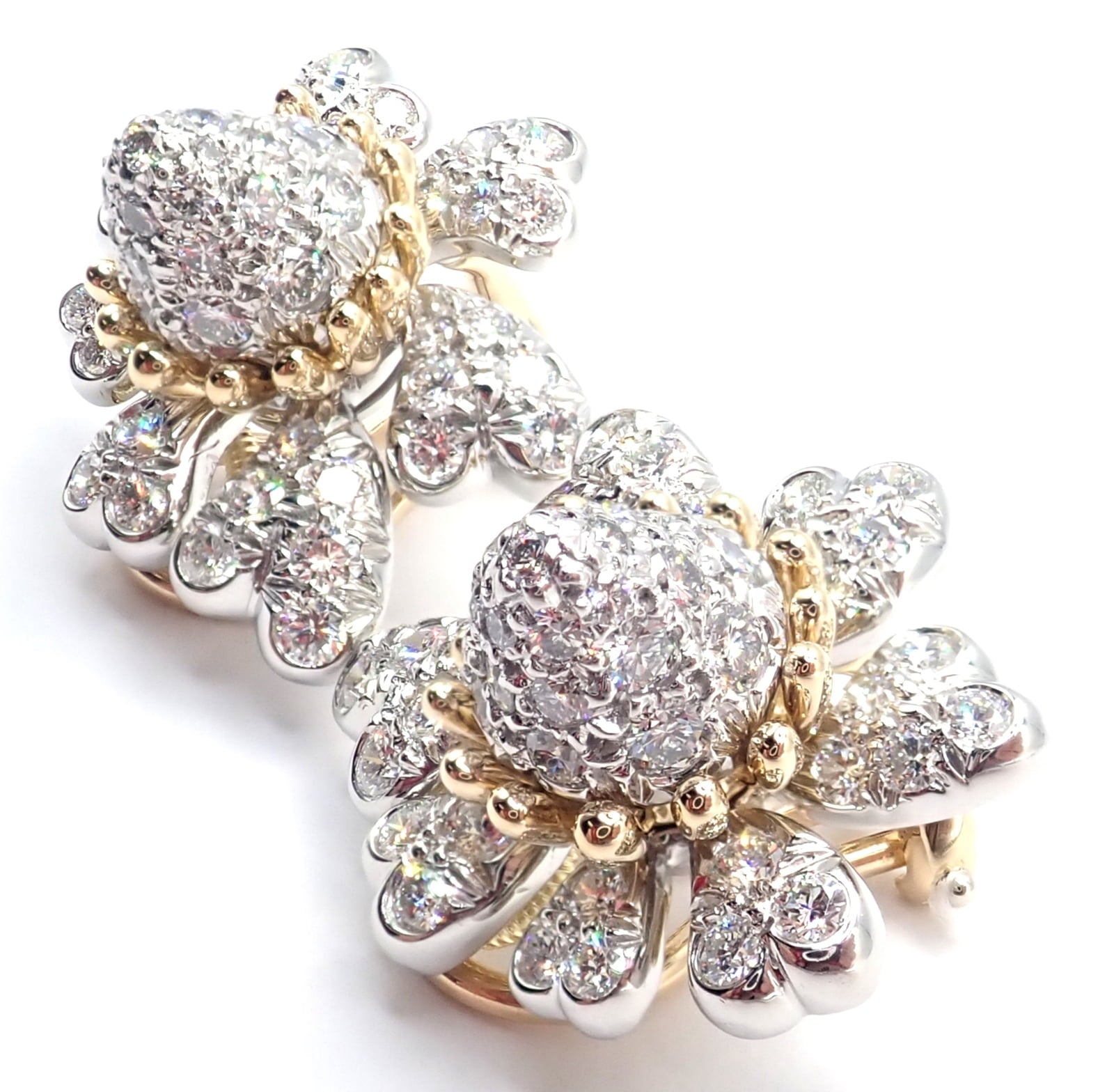 Jean Schlumberger for Tiffany & Co. Jewelry & Watches:Fine Jewelry:Earrings Tiffany & Co Schlumberger Cones And Petals 18k Gold Platinum Diamond Earrings