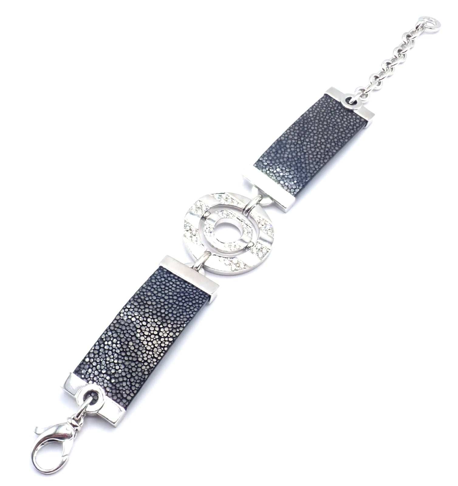 Bvlgari Jewelry & Watches:Fine Jewelry:Bracelets & Charms Authentic! Bvlgari Bulgari Astrale 18k White Gold Diamond Shagreen Bracelet