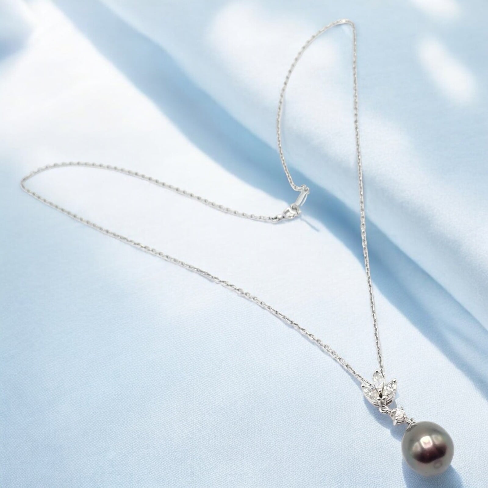 Mikimoto Jewelry & Watches:Fine Jewelry:Necklaces & Pendants Authentic! Mikimoto 18k White Gold Tahitian Pearl Diamond Pendant Necklace