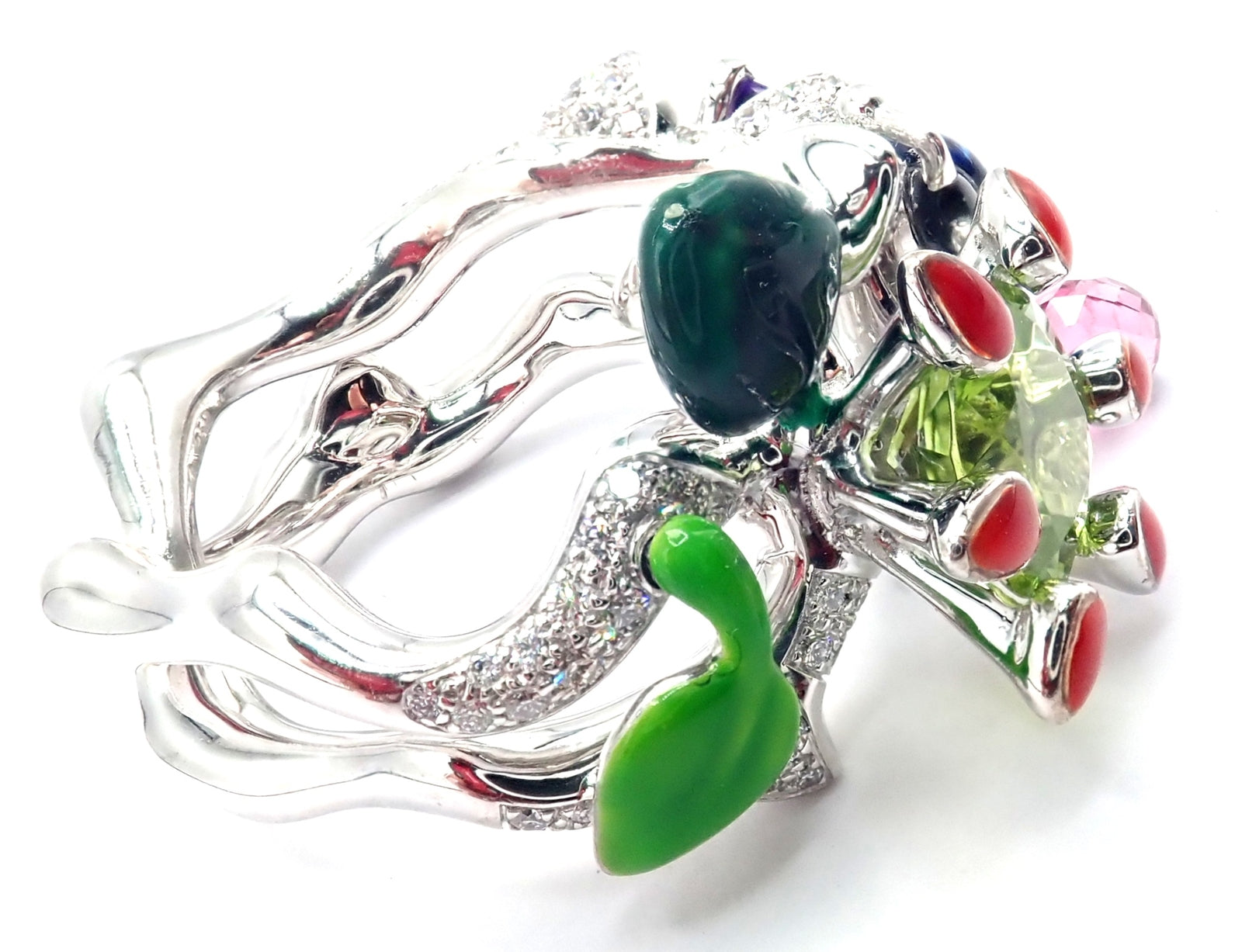 Christian Dior Milly Carnivora Epinosa 18k Gold Diamond Peridot Tourmaline Ring | Fortrove