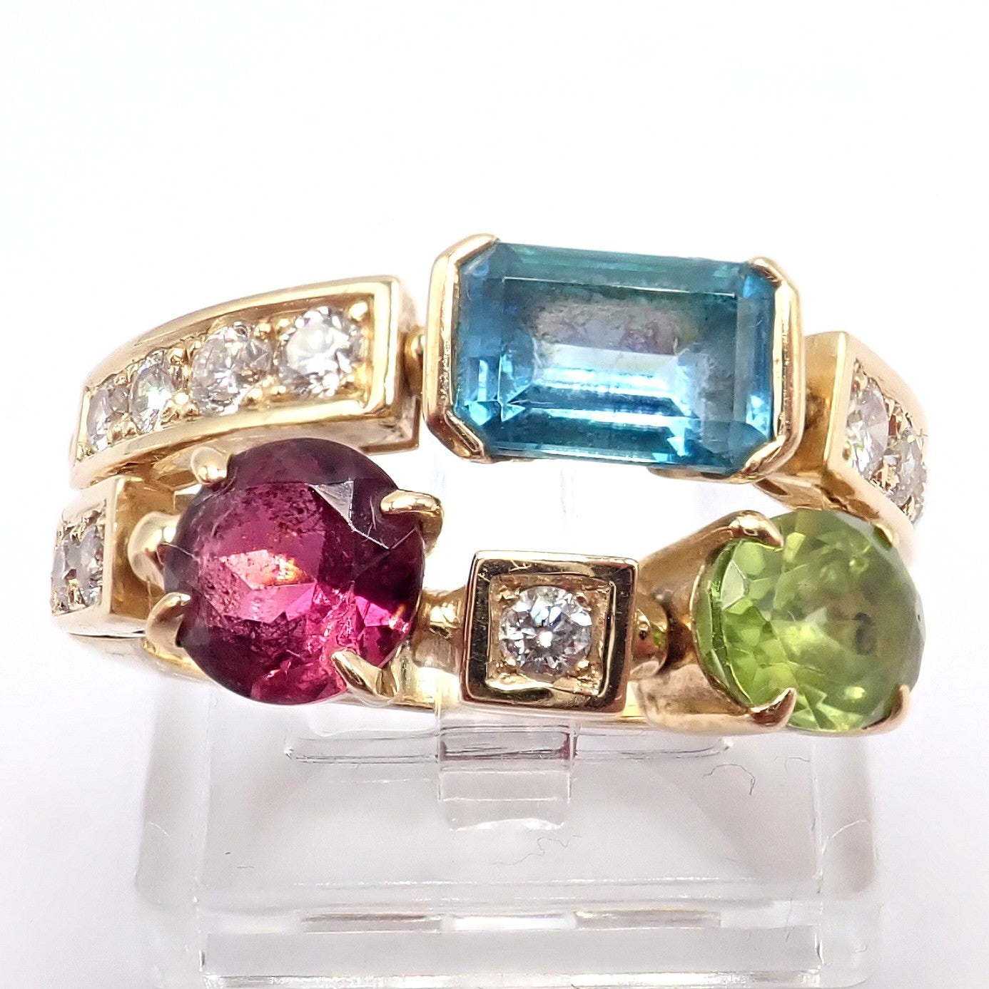 Bulgari Bulgari Allegra 18k Gold Diamond Peridot Tourmaline Band Ring | Fortrove