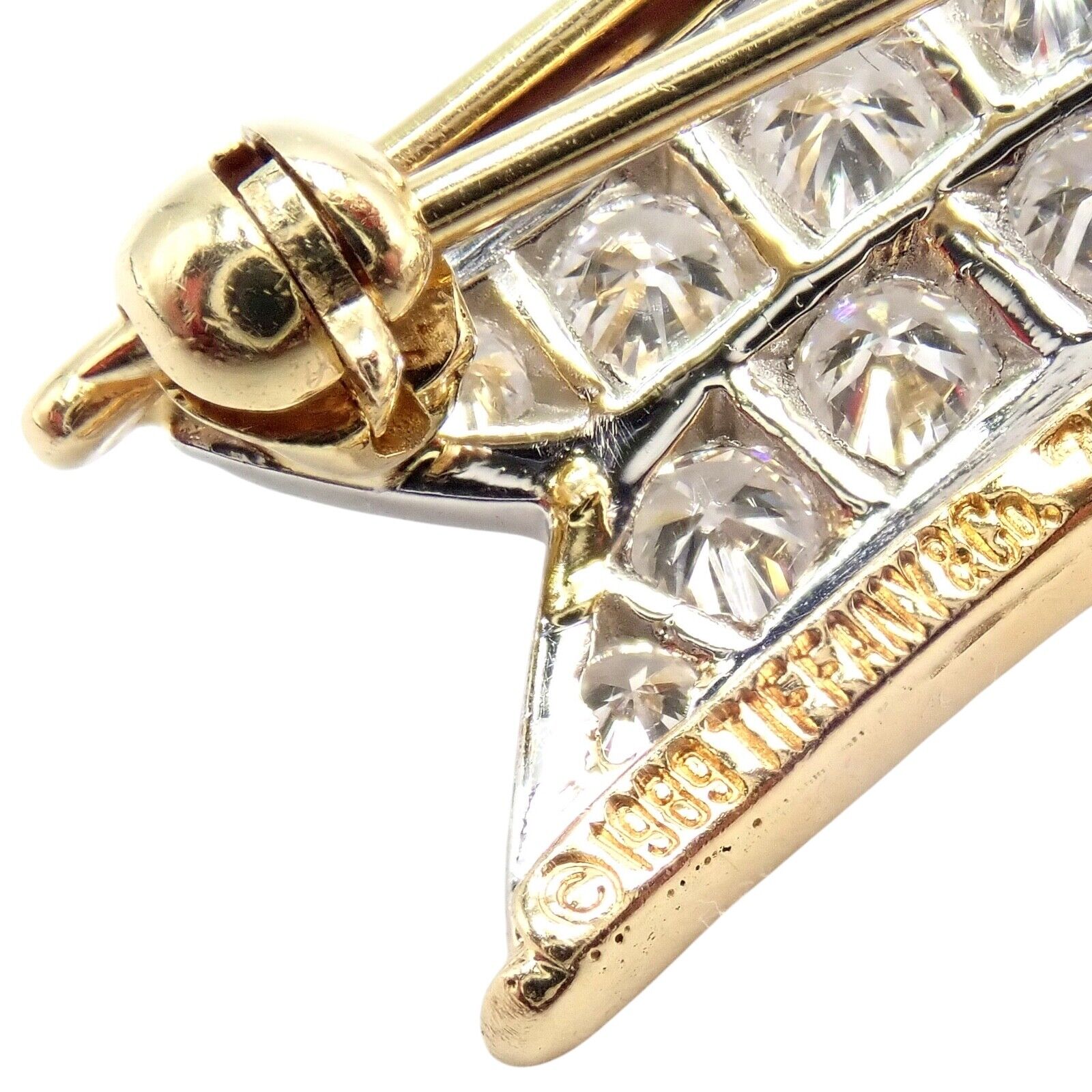 Vintage! Tiffany & Co 18k Yellow Gold Platinum Diamond Ribbon Bow Pin Brooch | Fortrove