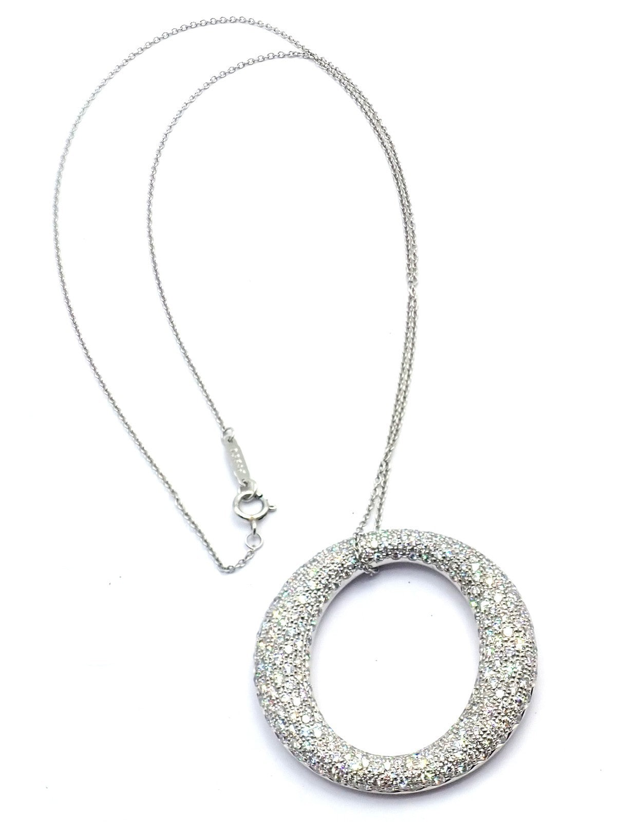 Tiffany & Co Peretti Platinum Diamond Large 35mm Sevillana Pendant Necklace | Fortrove