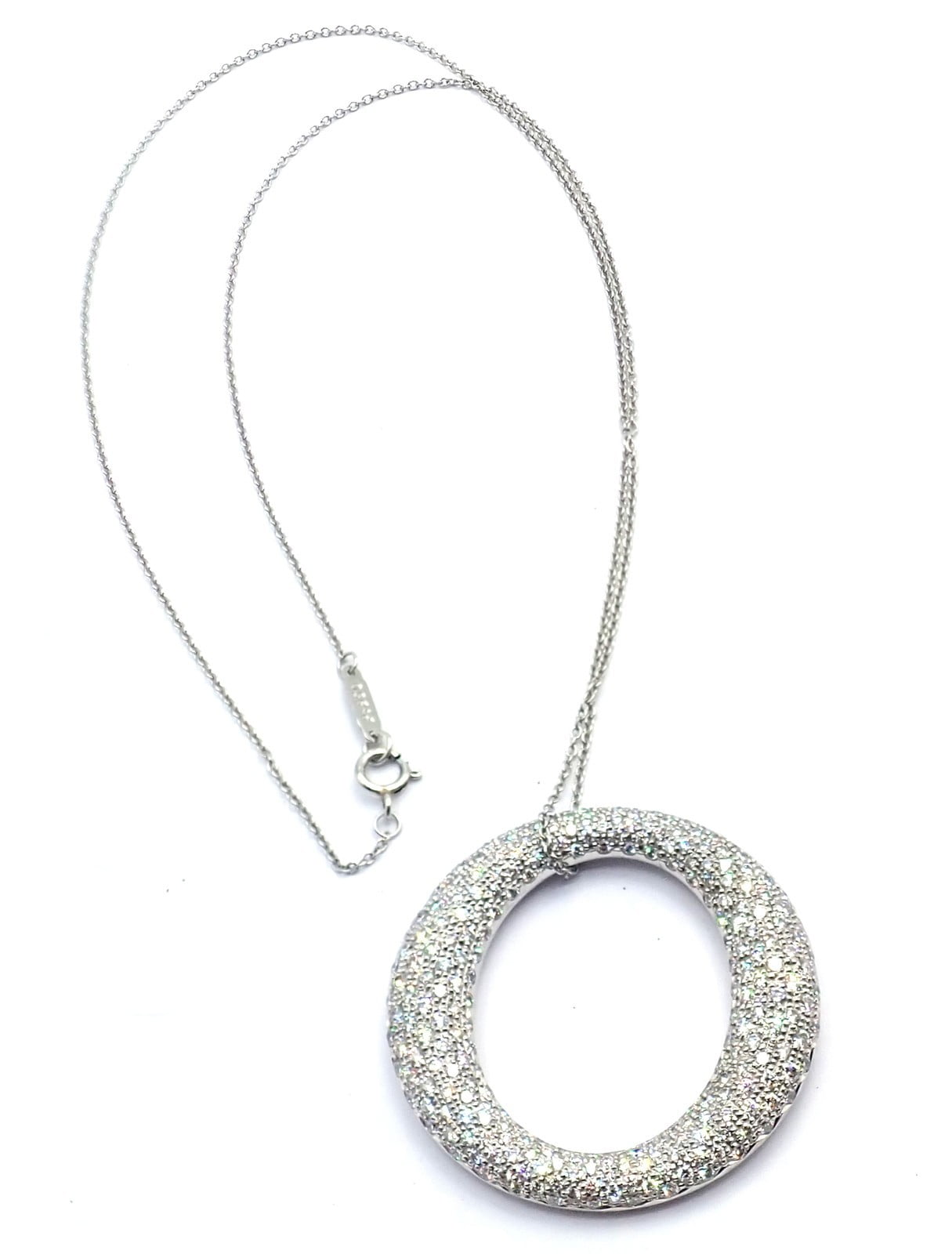 Tiffany & Co. Jewelry & Watches:Fine Jewelry:Necklaces & Pendants Tiffany & Co Peretti Platinum Diamond Large 35mm Sevillana Pendant Necklace
