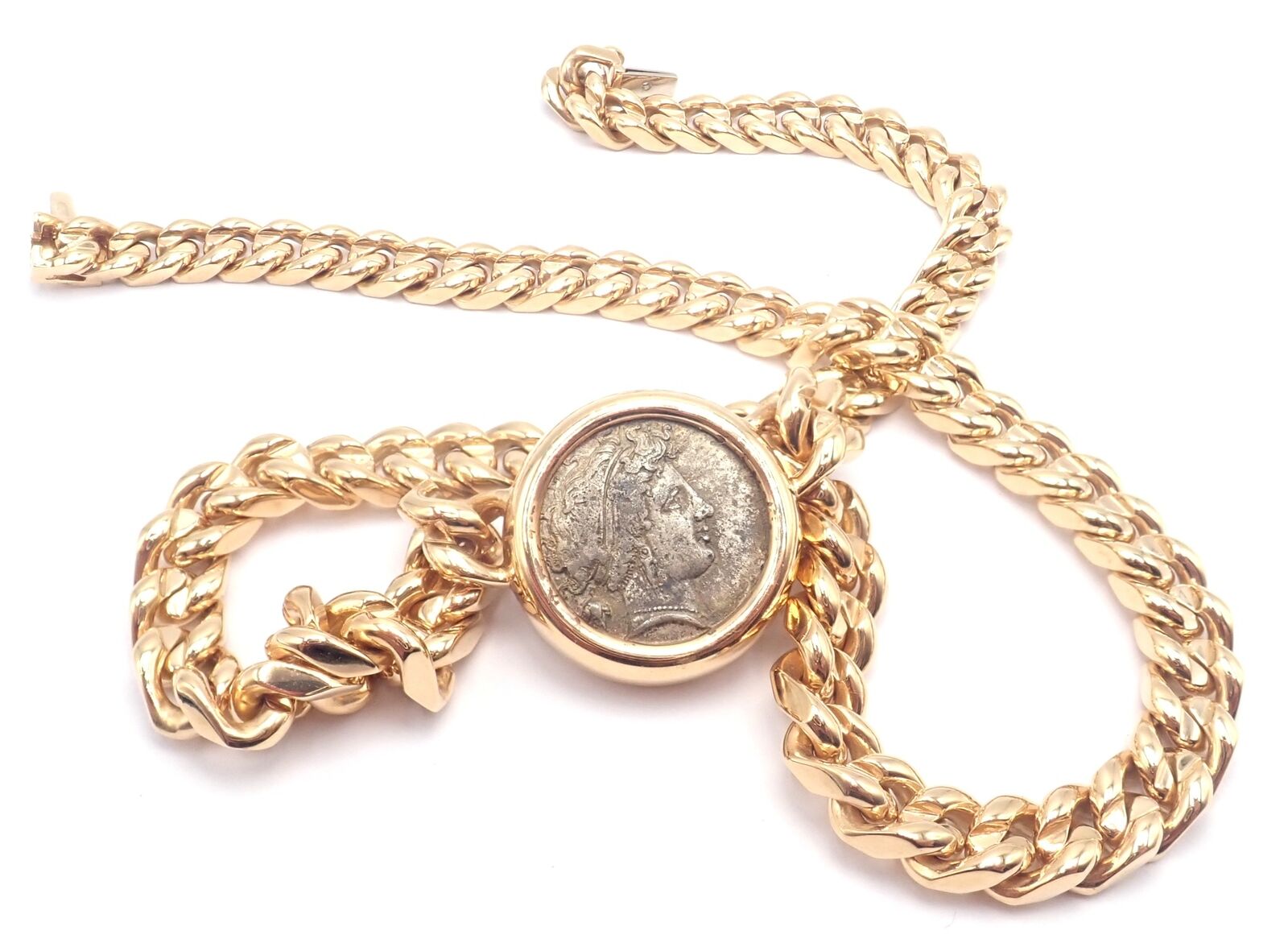 Rare! Bvlgari Bulgari 18k Yellow Gold Antique Coin Monete Link Necklace | Fortrove
