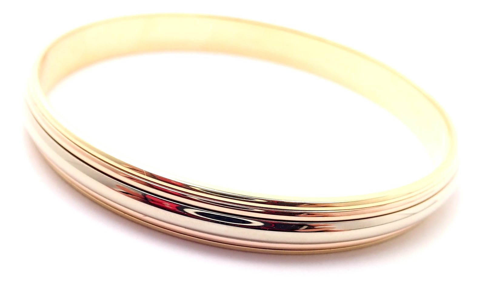 Cartier Jewelry & Watches:Fine Jewelry:Bracelets & Charms Rare! Cartier 18k Tricolor Gold Slip-On Bangle Bracelet 1990