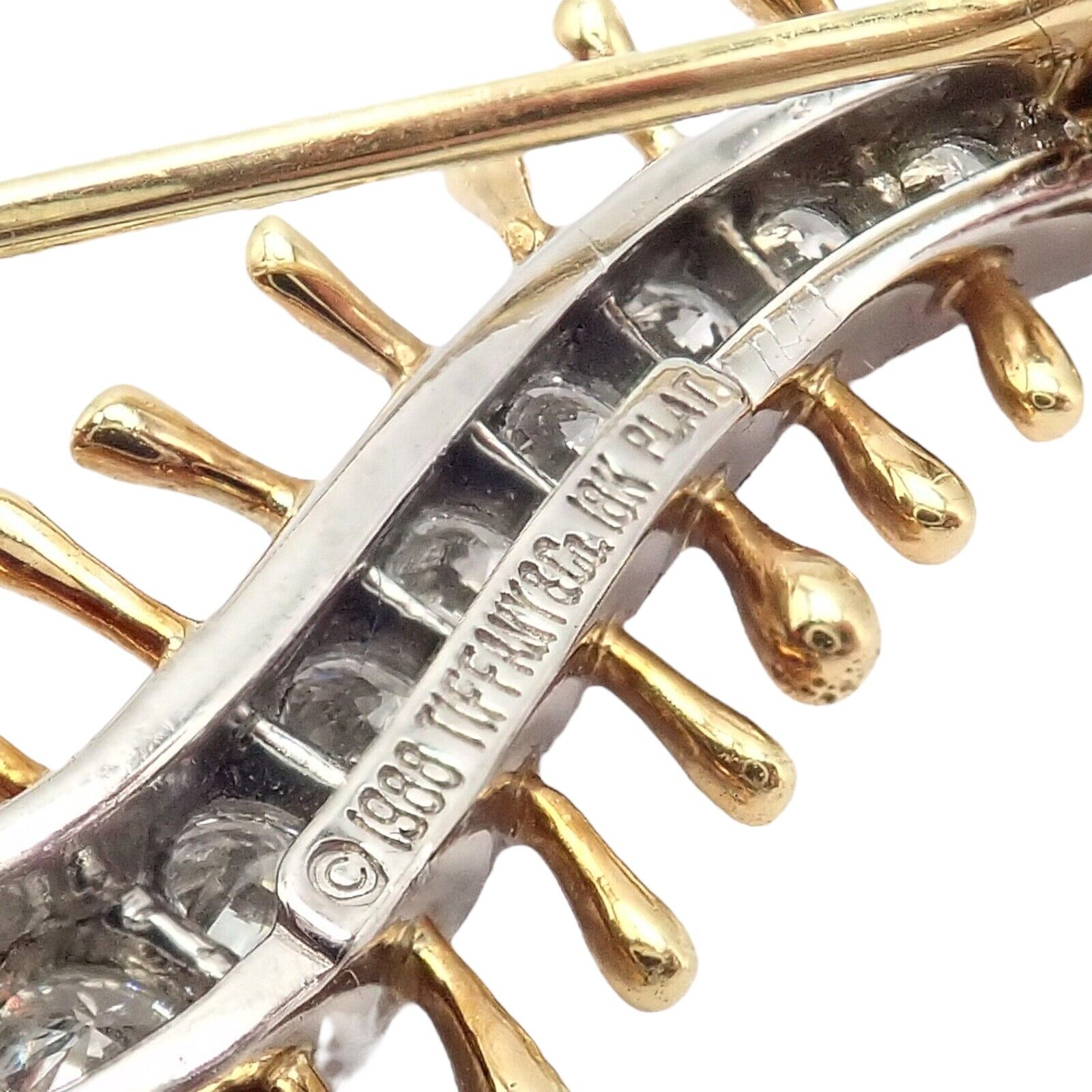 Vintage Tiffany & Co. Platinum 18k Yellow Gold Diamond Centipede Pin Brooch 1988 | Fortrove
