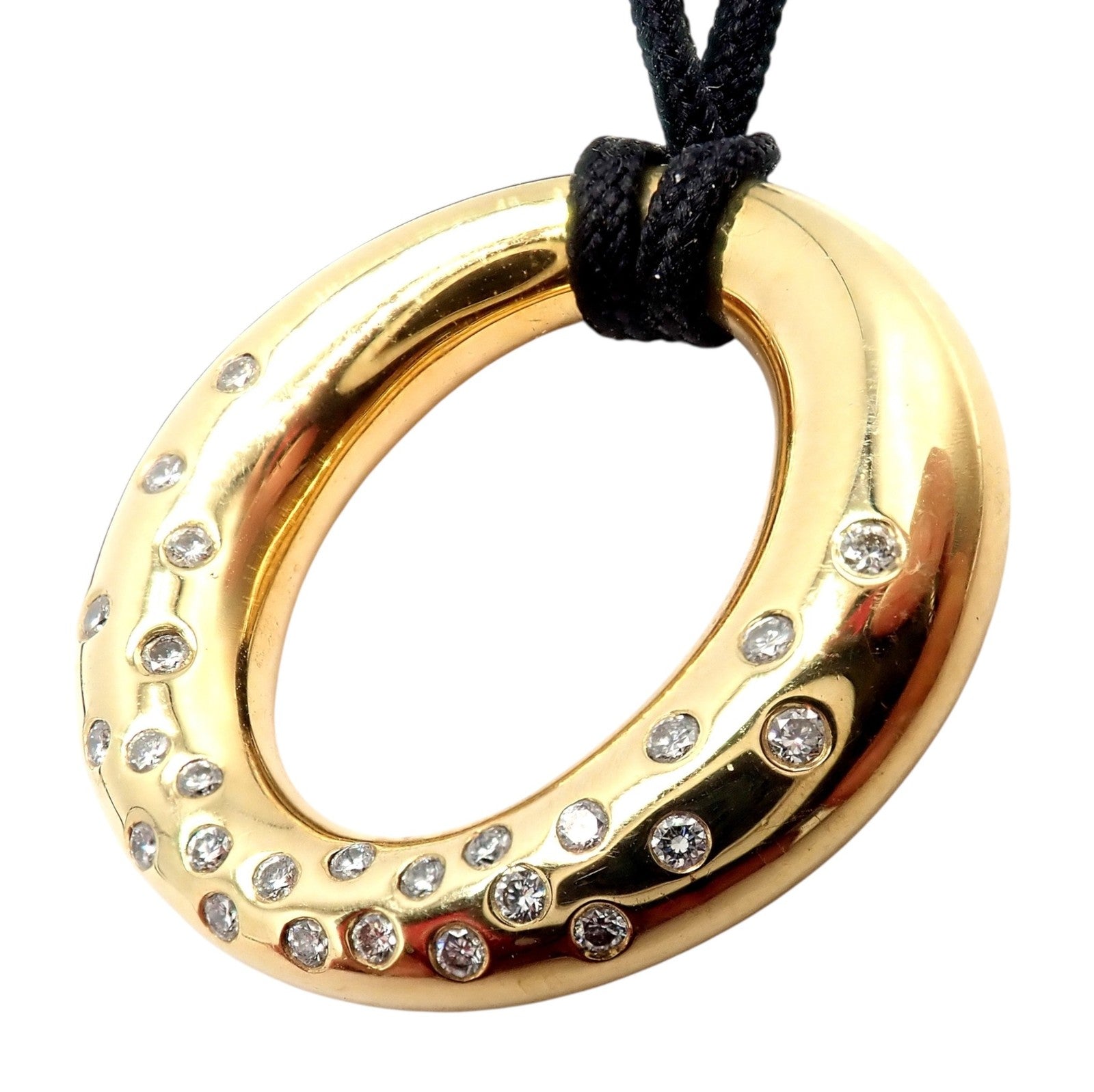 Authentic! Tiffany & Co 18k Yellow Gold Peretti 25mm Diamond Sevillana Necklace | Fortrove