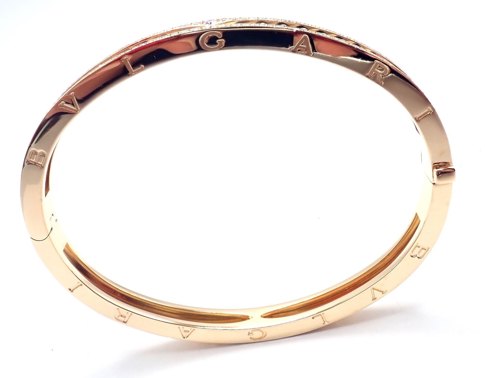 Authentic! Bulgari Bvlgari B.Zero1 Rock 18k Yellow Gold Diamond Bangle Bracelet | Fortrove