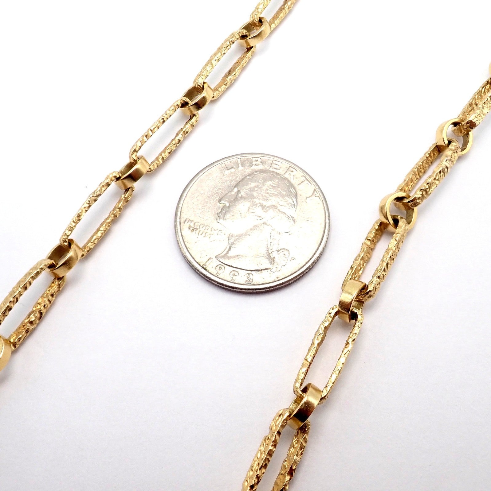 Rare! Vintage Estate 18k Yellow Gold Long 30" Paperclip Necklace 56.8g | Fortrove
