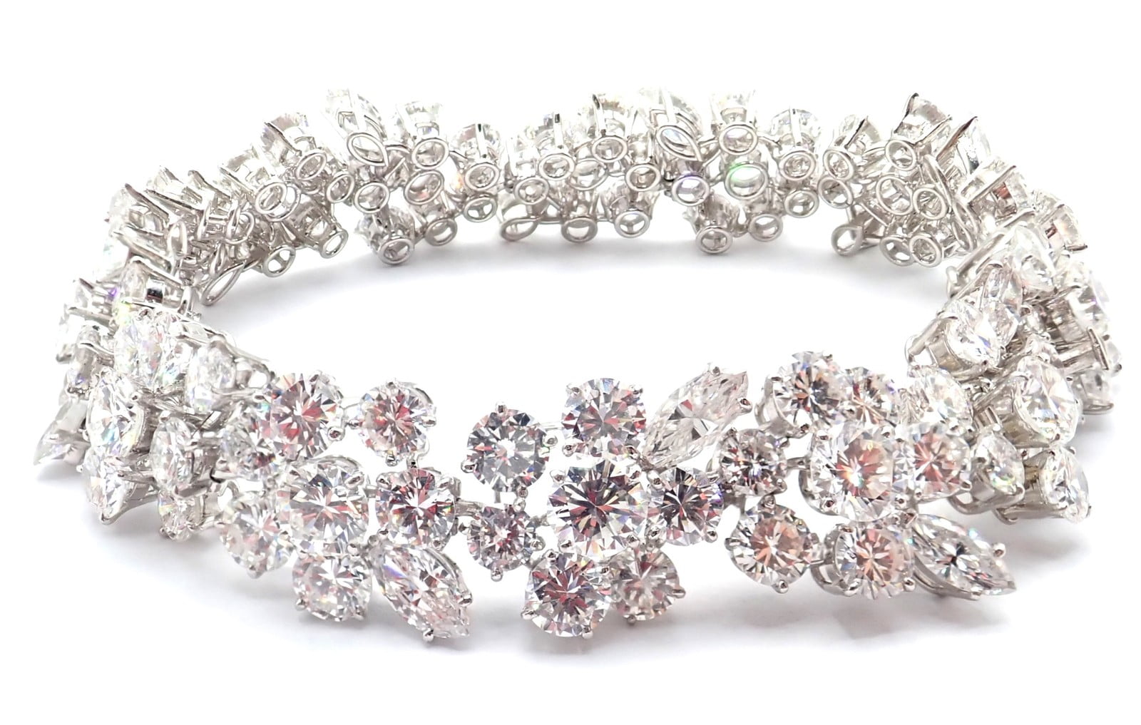 Authentic! Vintage Bvlgari Bulgari Platinum 38ct Diamond Floral Bracelet Paper | Fortrove
