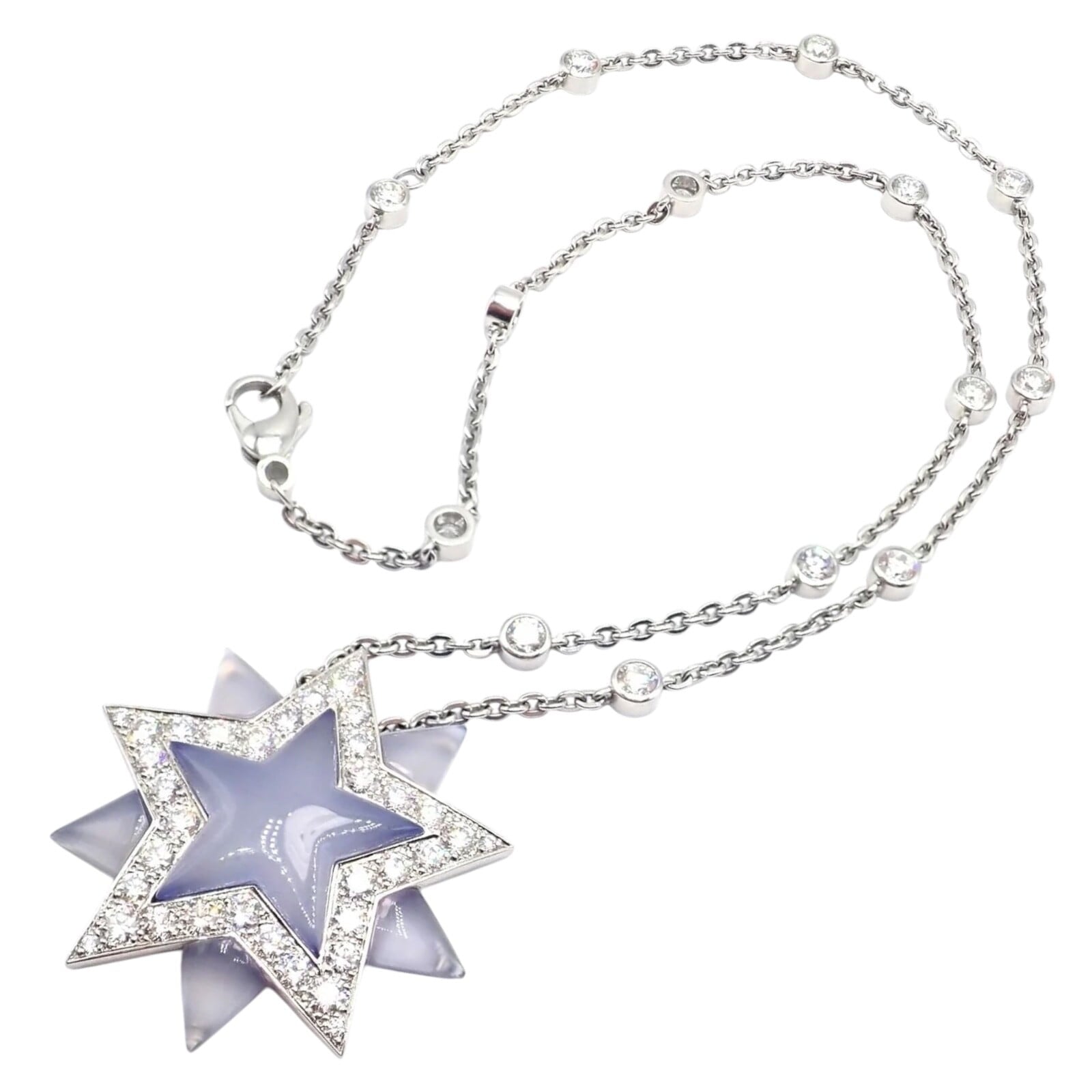 Tiffany & Co. Jewelry & Watches:Fine Jewelry:Necklaces & Pendants Authentic! Tiffany & Co Platinum Diamond Blue Chalcedony Star Pendant Necklace