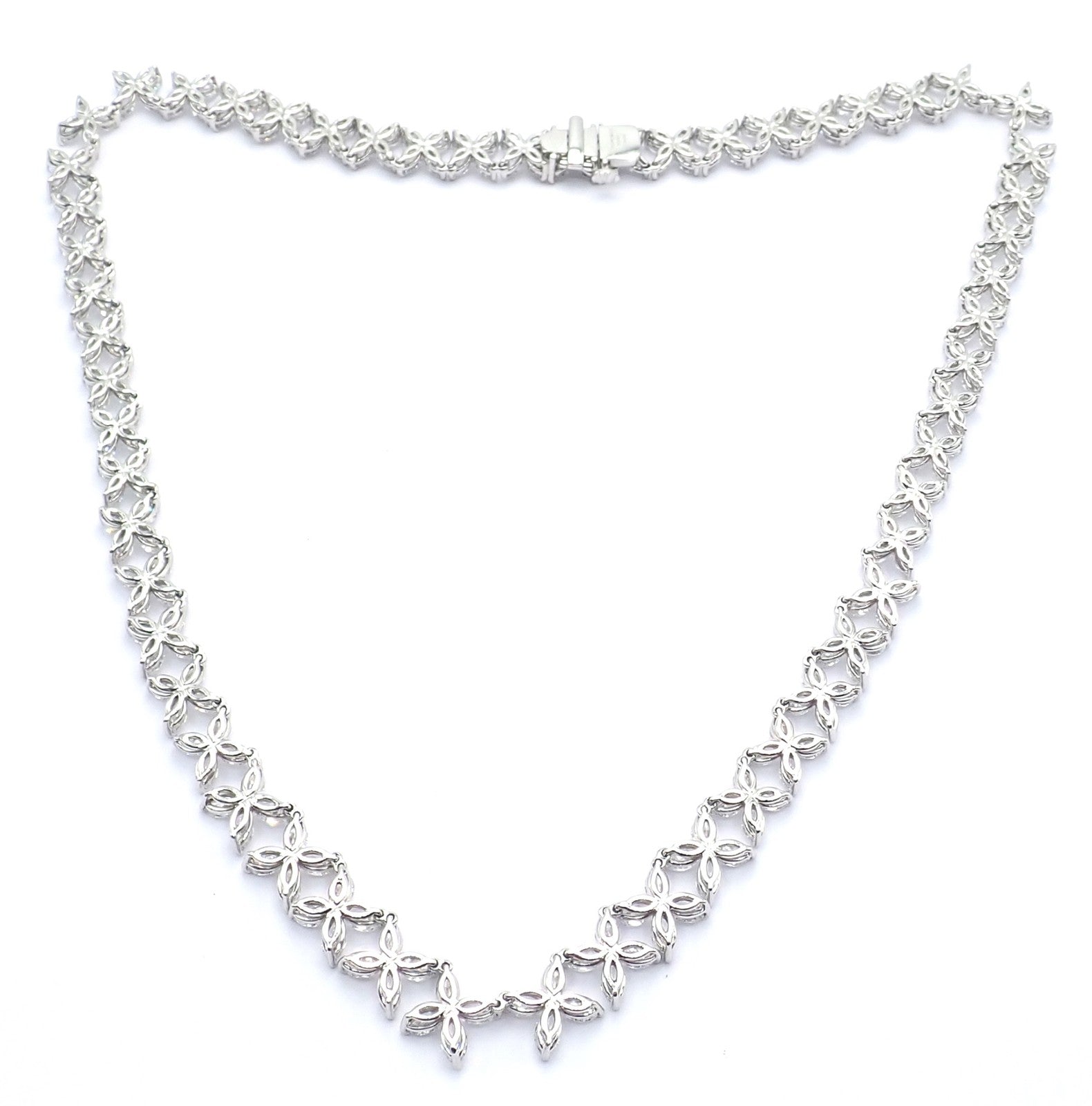 Authentic Tiffany & Co Victoria Platinum Graduated Marque Shape Diamond Necklace | Fortrove