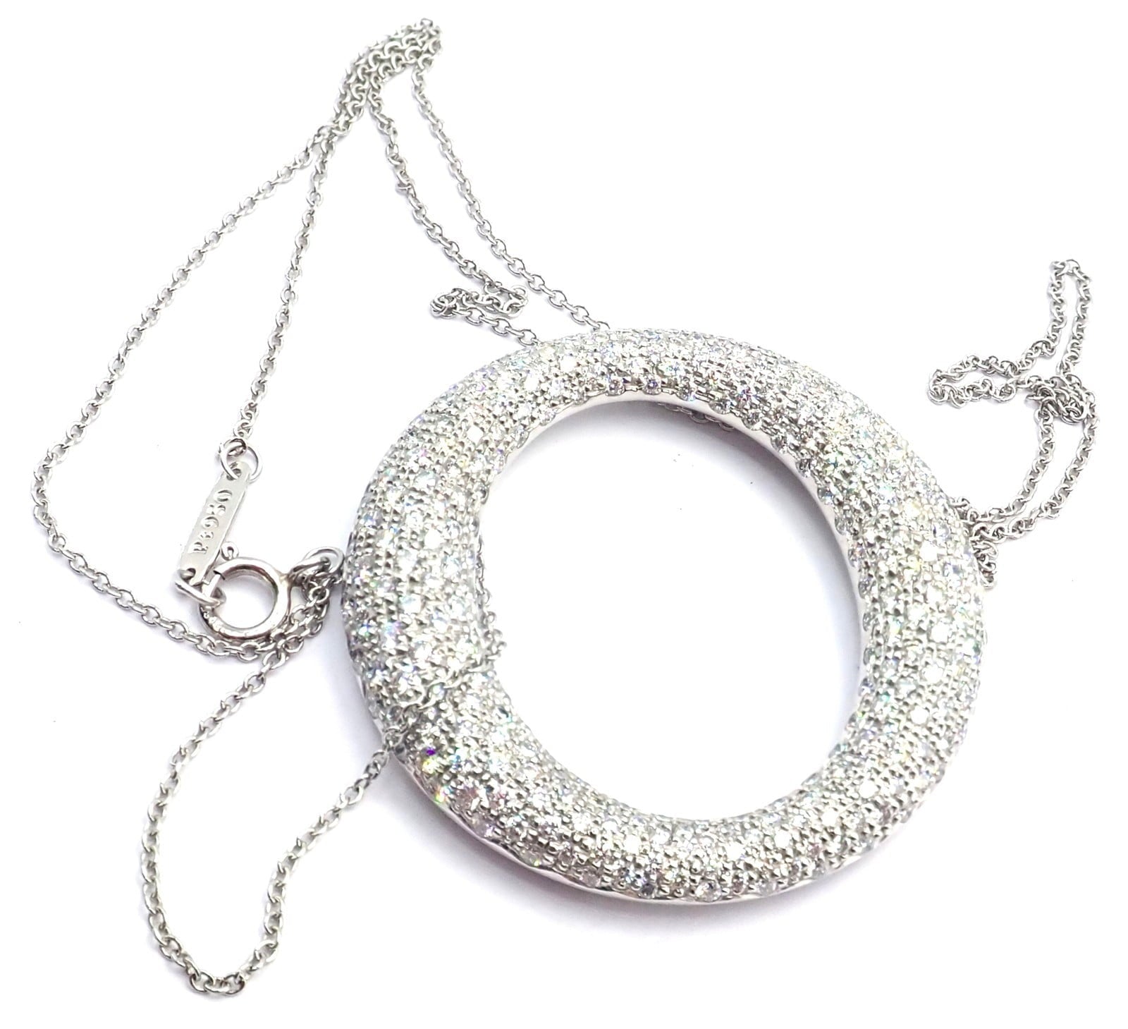 Tiffany & Co. Jewelry & Watches:Fine Jewelry:Necklaces & Pendants Tiffany & Co Peretti Platinum Diamond Large 35mm Sevillana Pendant Necklace