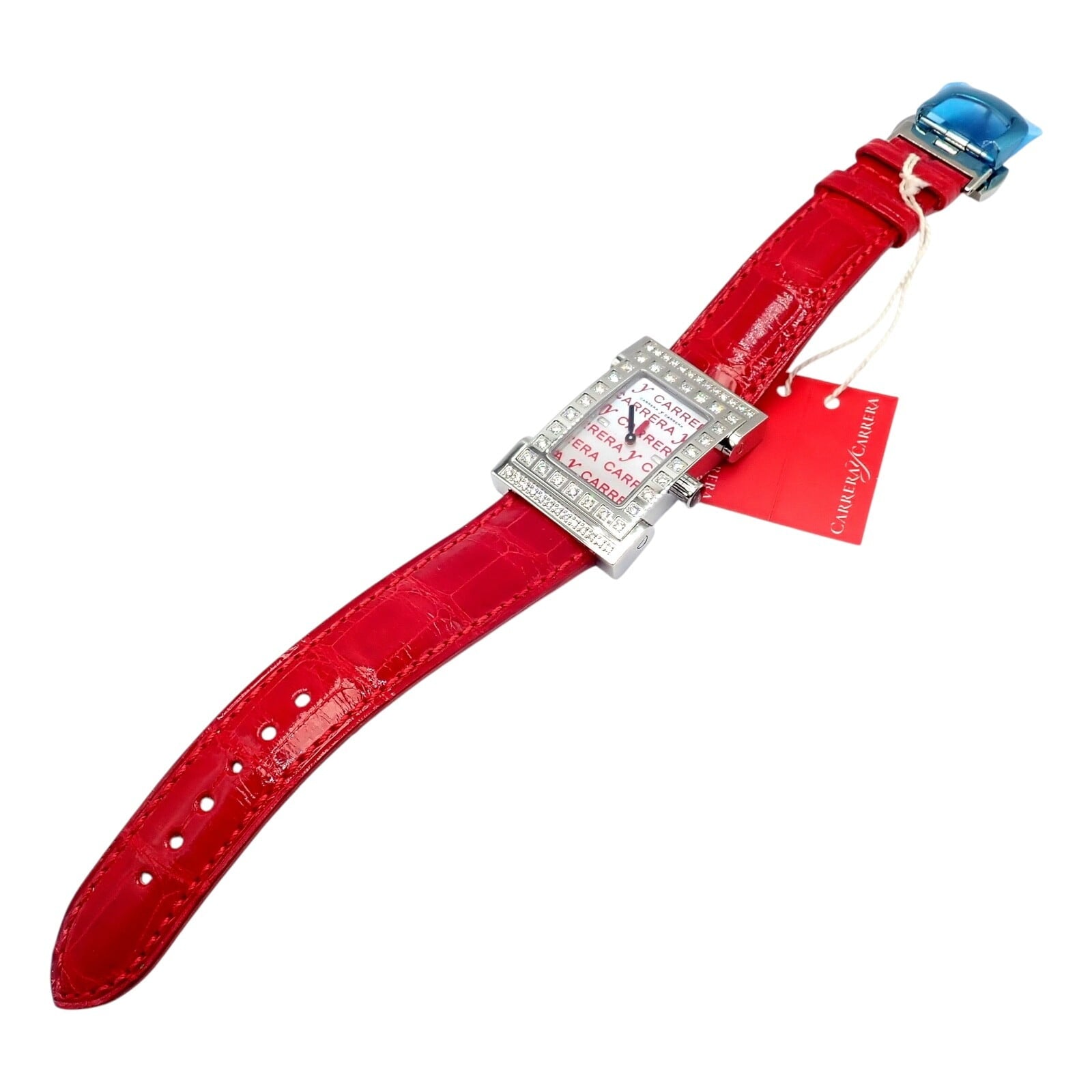 Carrera y Carrera Jewelry & Watches:Watches, Parts & Accessories:Watches:Wristwatches Carrera Y Carrera CyC Tempus Fugyt Diamond Red Alligator Band Ladies Watch +Box