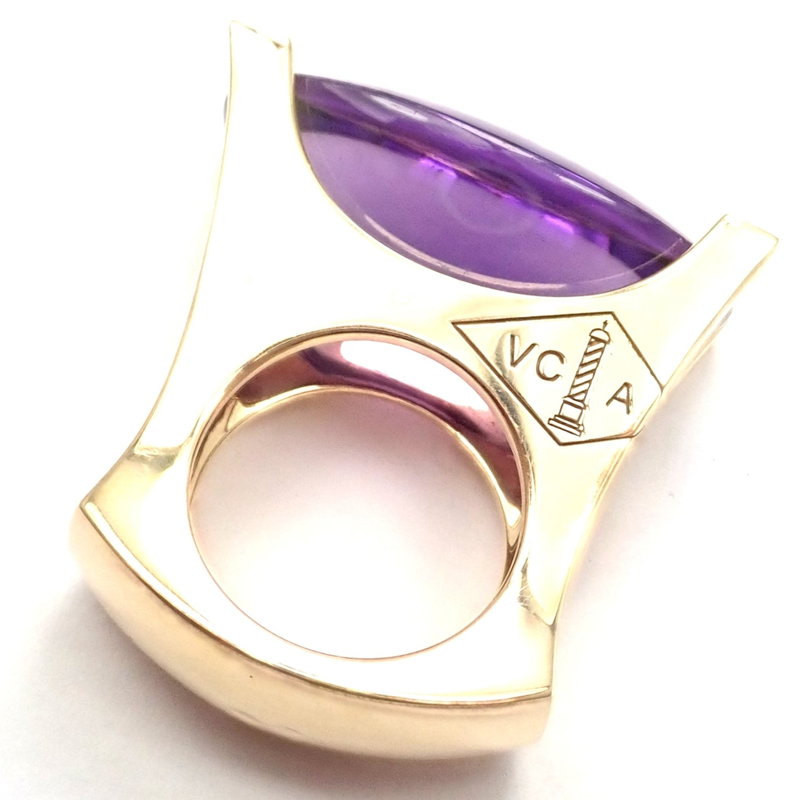 Van Cleef & Arpels Electra 18k Yellow Gold Diamond Large Amethyst Ring Paper | Fortrove