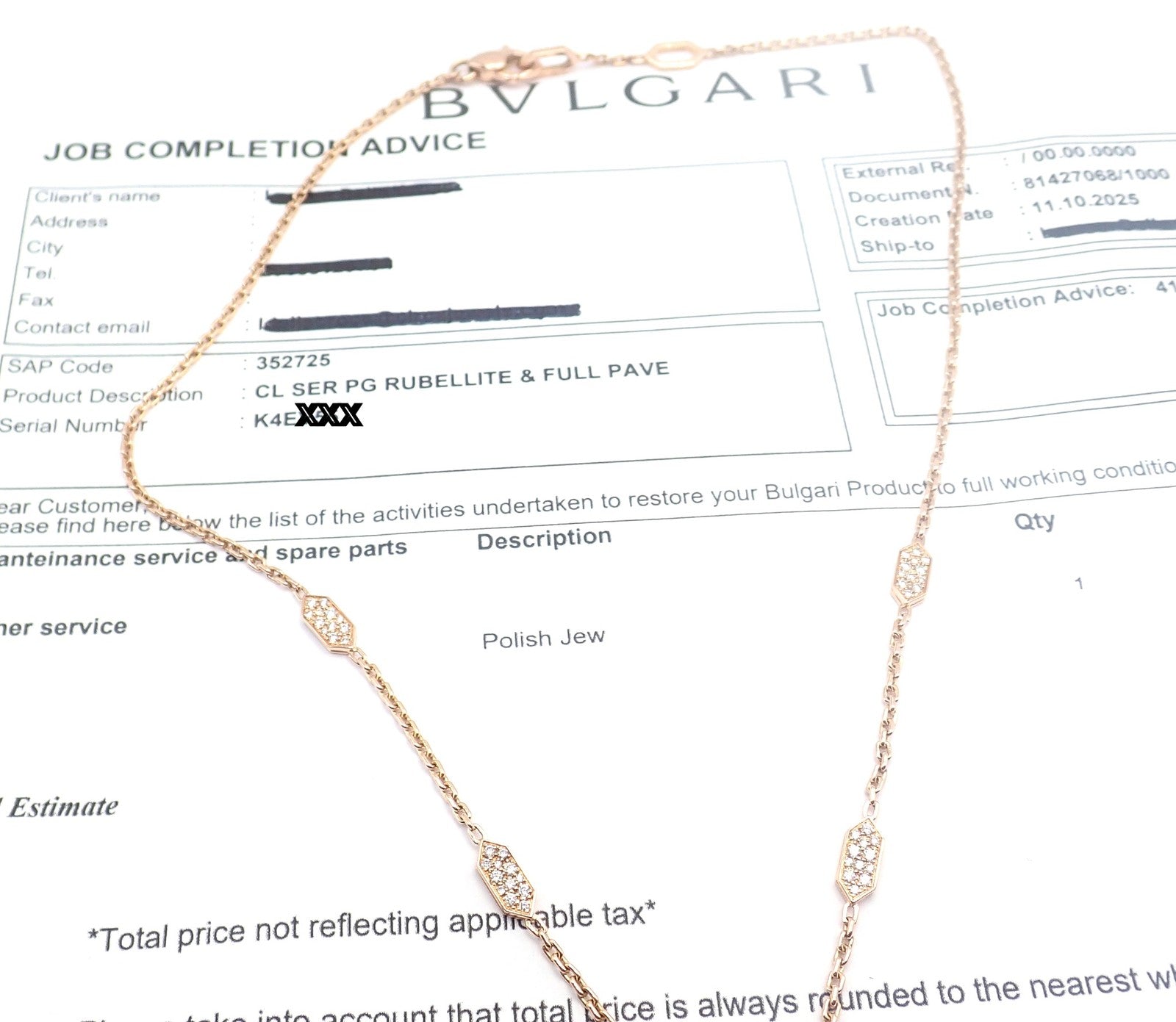 Bulgari Jewelry & Watches:Fine Jewelry:Necklaces & Pendants Authentic Bulgari Bvlgari Serpenti 18k Rose Gold Pave Diamond Rubellite Necklace