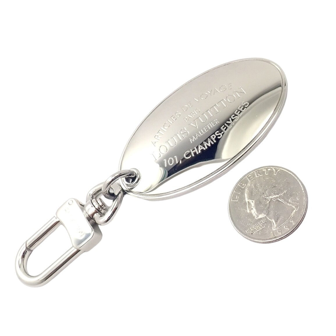 Louis Vuitton Clothing, Shoes & Accessories:Women:Women's Accessories:Key Chains, Rings & Finders Authentic Louis Vuitton LV Large Stainless Steel Luggage Tag Key Chain CK 1100