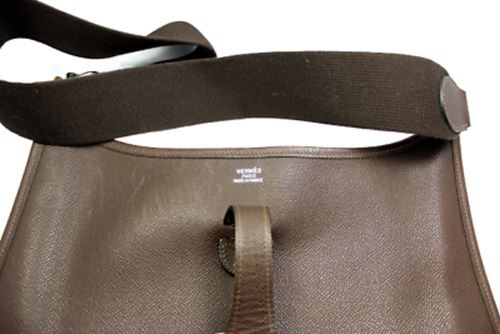 Hermes Clothing, Shoes & Accessories:Women:Women's Bags & Handbags Authentic! Hermes Evelyne Chocolate Brown Epsom Leather GM Handbag Purse