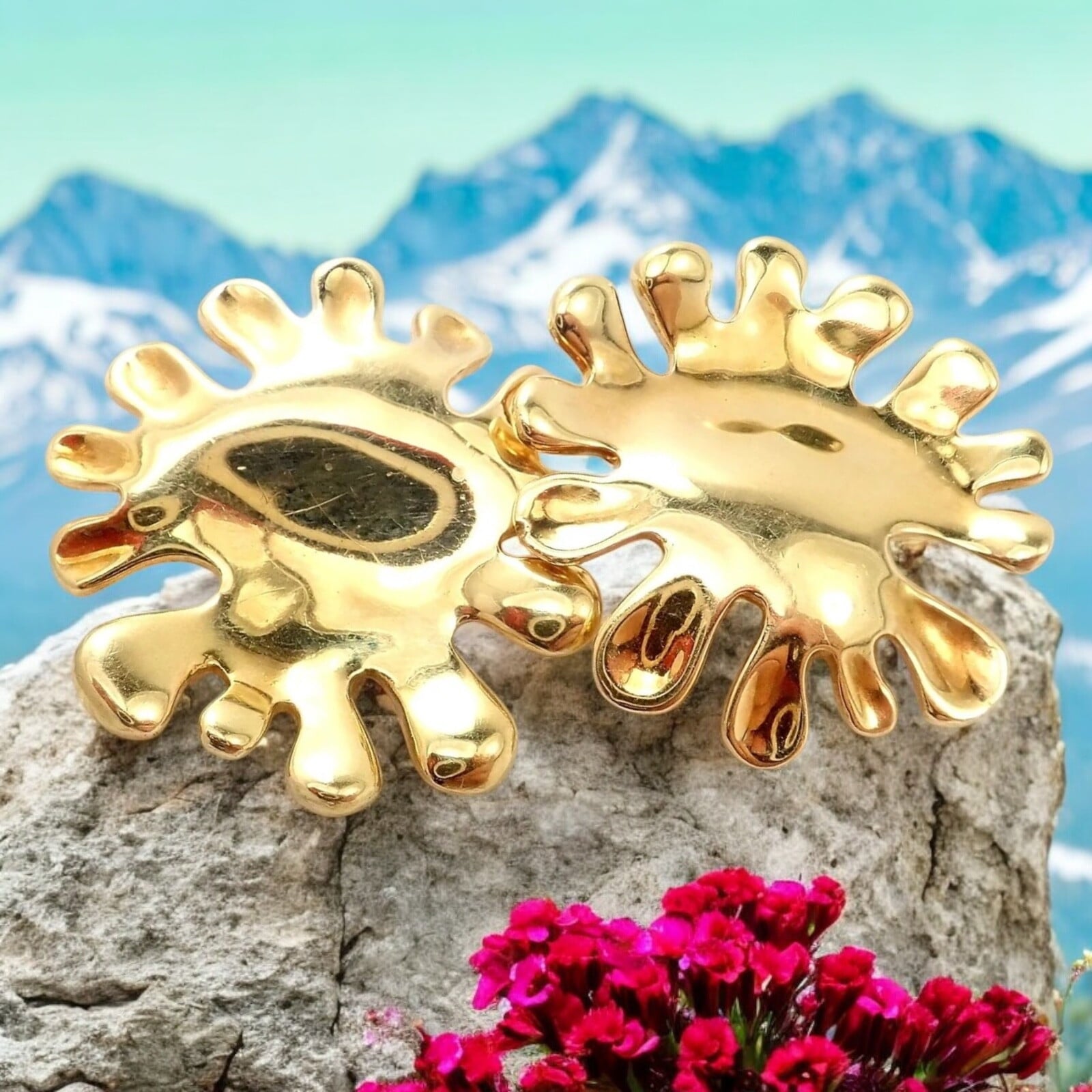 Tiffany & Co. Jewelry & Watches:Fine Jewelry:Earrings Authentic! Tiffany & Co Cummings 18k Yellow Gold Nickelodeon Abstract Earrings