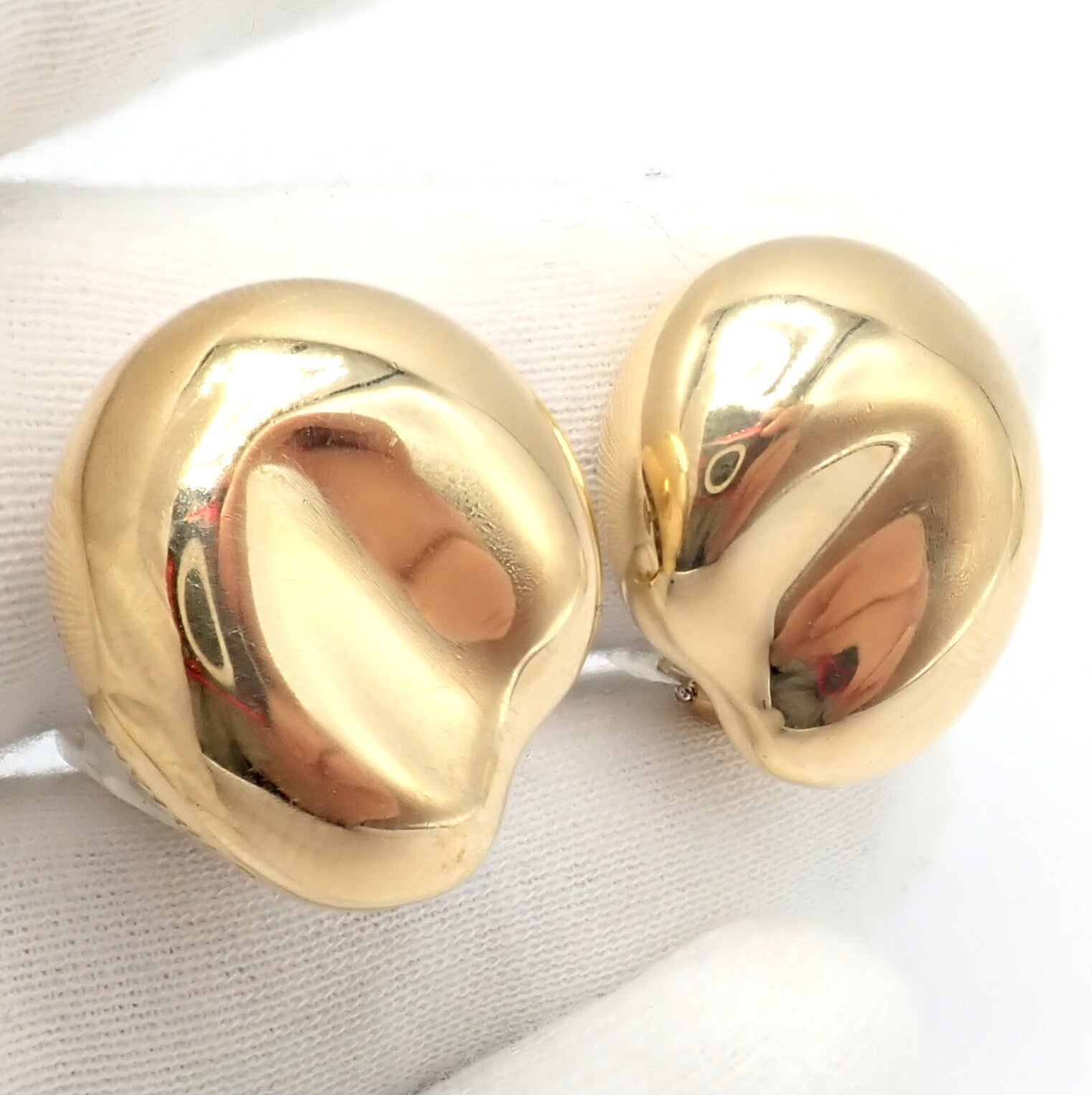Authentic Tiffany & Co Peretti 18k Yellow Gold Extra Large Thumbprint Earrings | Fortrove
