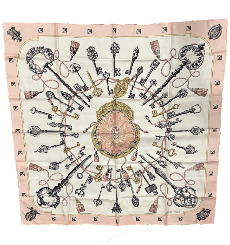 Authentic RARE! Hermes Les Cles Key Vintage 90cm Silk Scarf | Fortrove