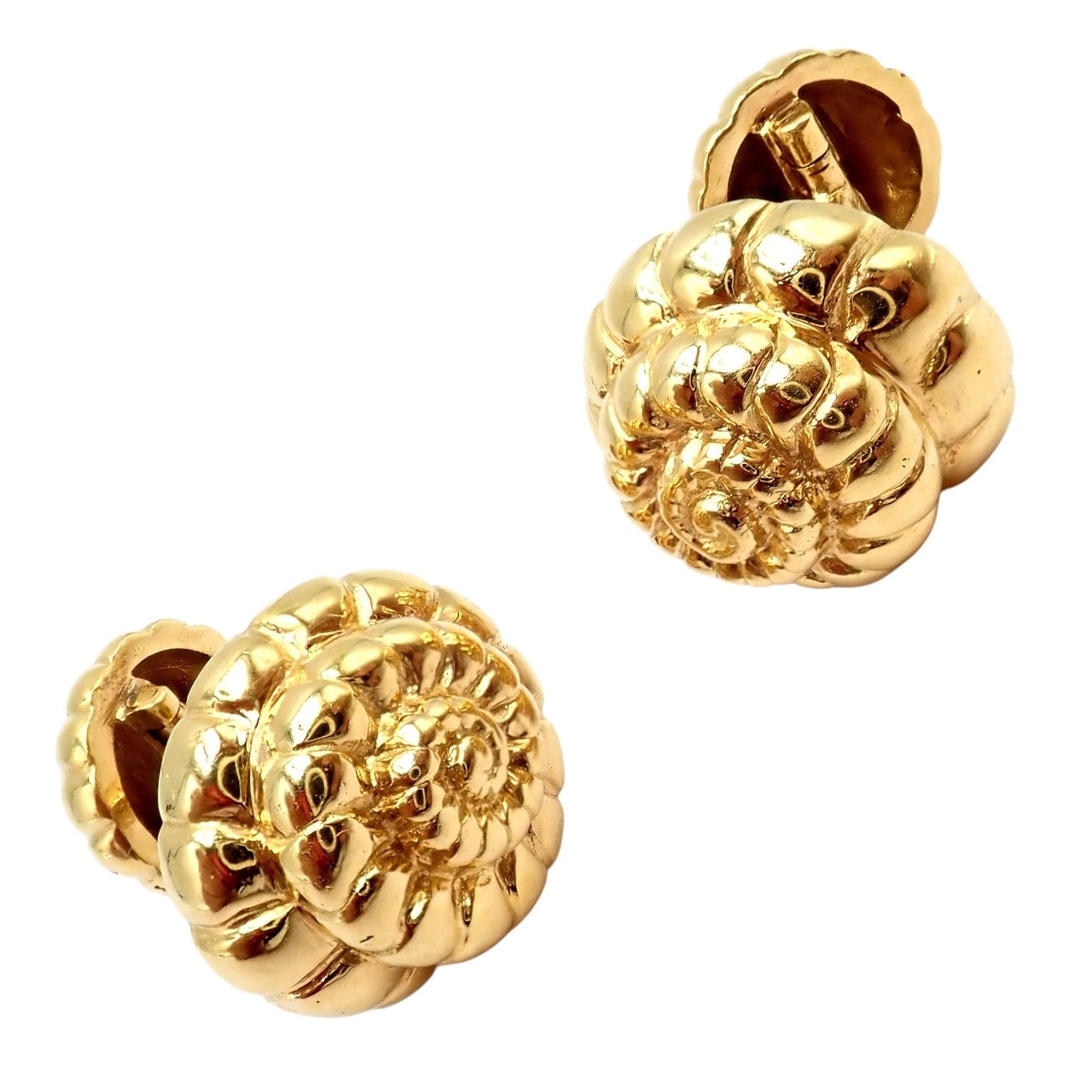 David Webb Jewelry & Watches:Men's Jewelry:Cufflinks Rare! David Webb 18k Yellow Gold Nautilus Shell Classic Cufflinks