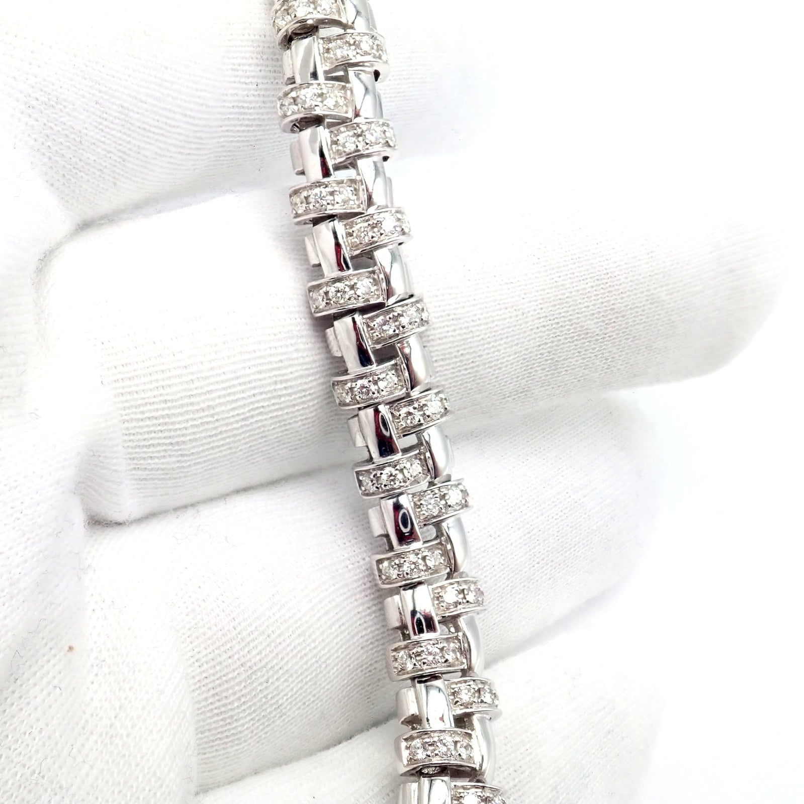 Tiffany & Co. Jewelry & Watches:Fine Jewelry:Necklaces & Pendants Authentic! Tiffany & Co Vannerie 18k White Gold Basket Weave Diamond Necklace