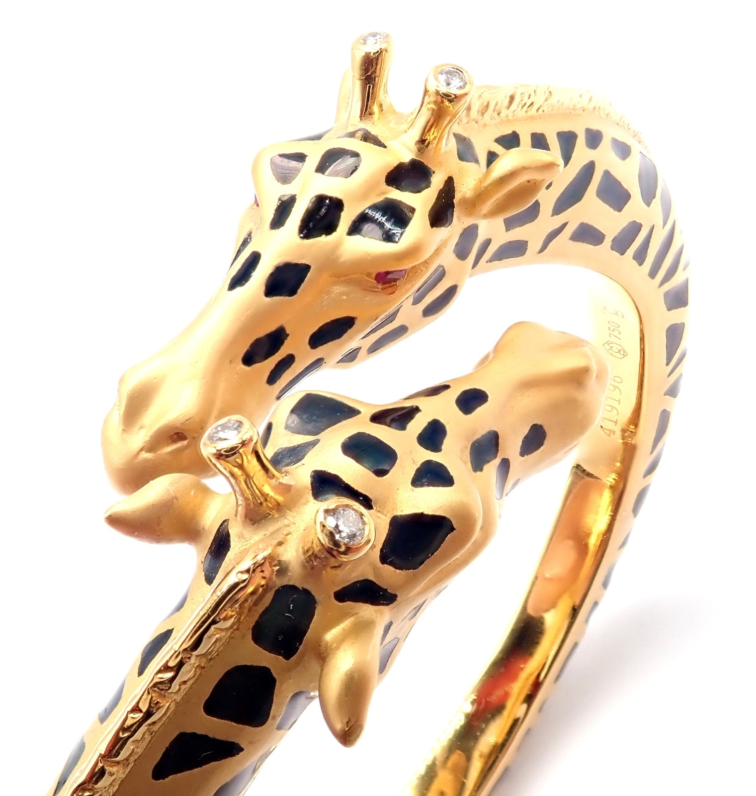 Carrera Y Carrera Giraffe 18k Yellow Gold Diamond Enamel Bangle Bracelet | Fortrove
