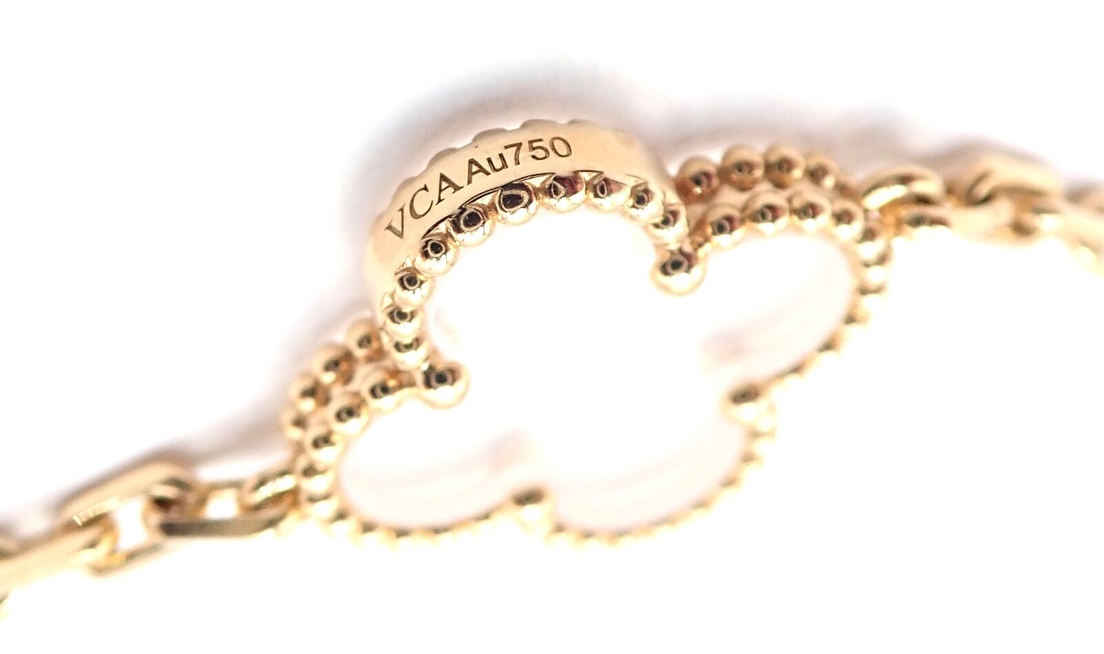 Van Cleef & Arpels 18k Yellow Gold 20 Motif Alhambra Rock Crystal Necklace Cert | Fortrove