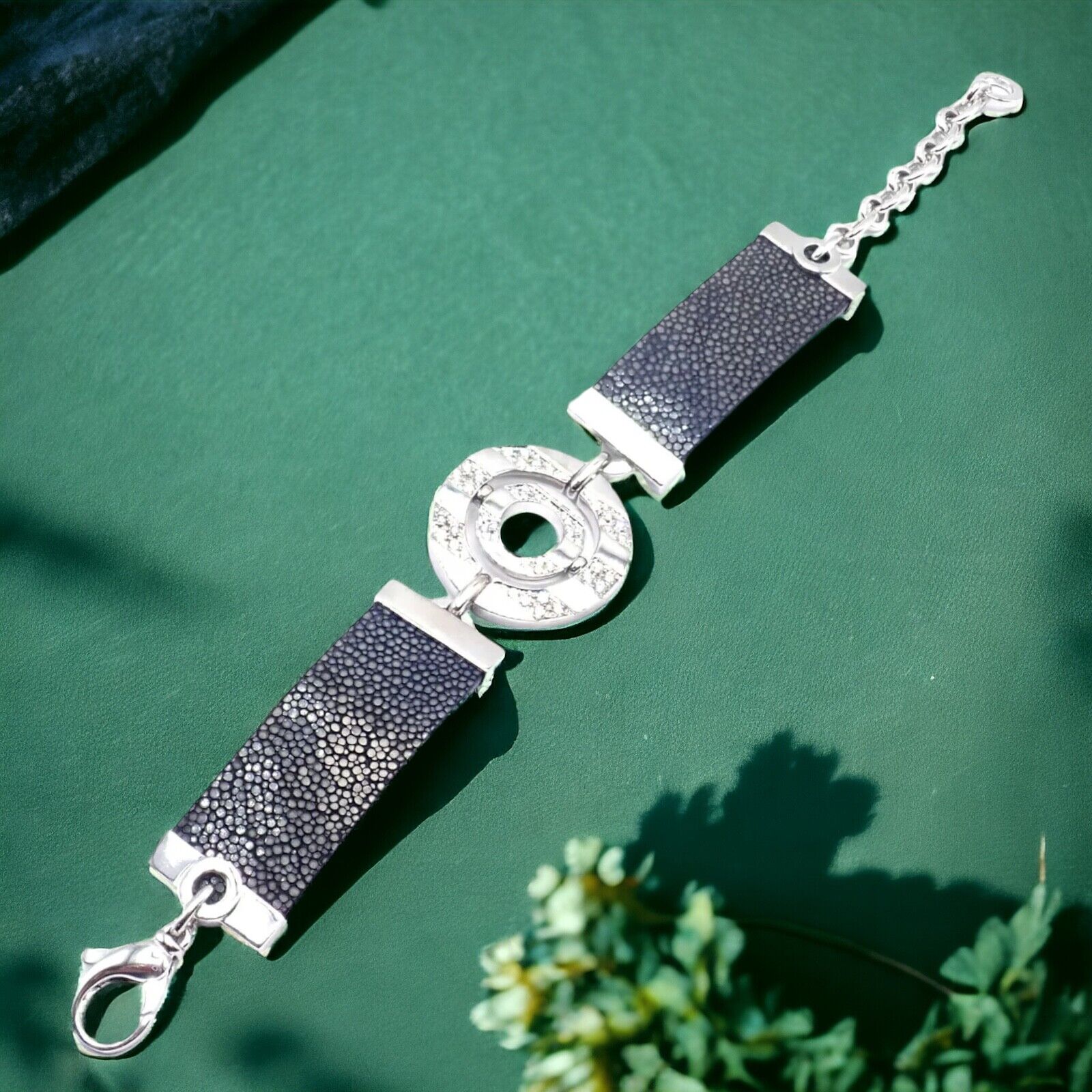 Authentic! Bvlgari Bulgari Astrale 18k White Gold Diamond Shagreen Bracelet | Fortrove