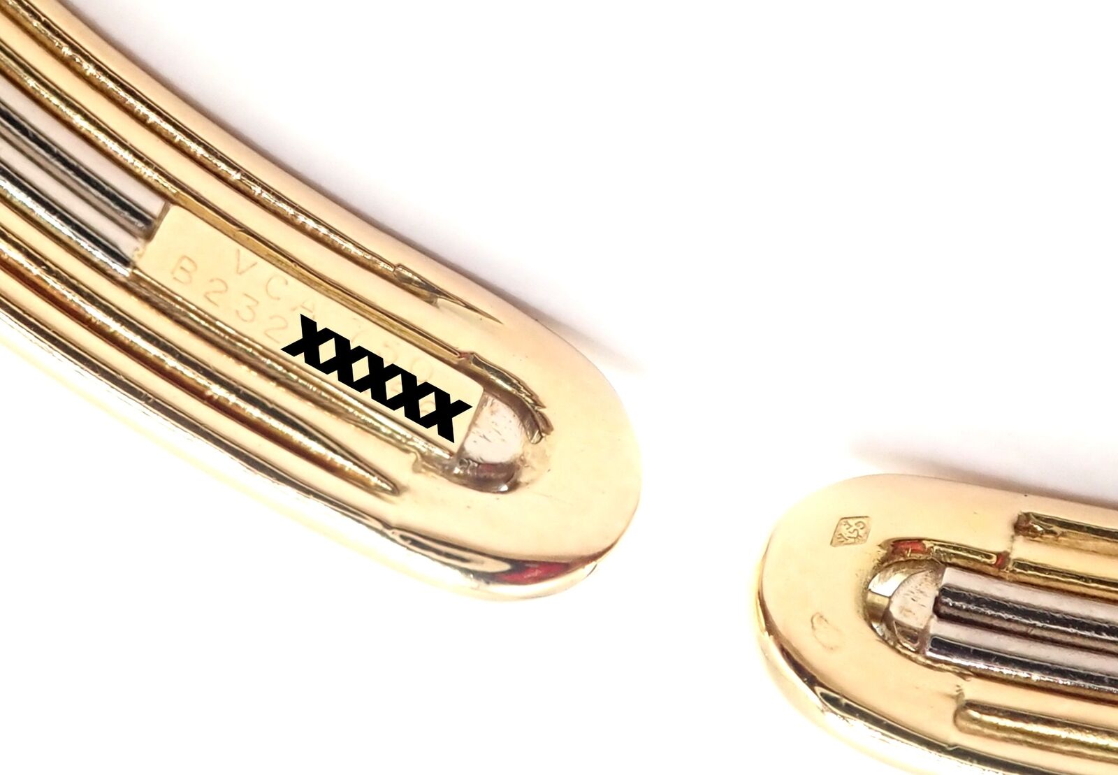 Authentic! Van Cleef & Arpels 18k Yellow & White Gold Bangle Cuff Bracelet Paper | Fortrove