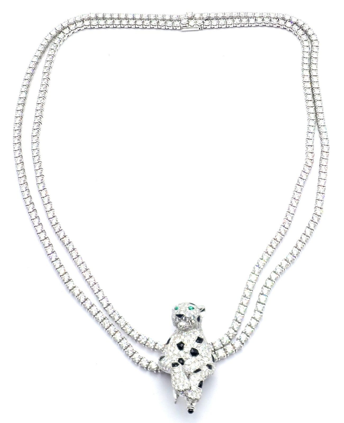 Panthere de Cartier Panther 18k Gold Multi-Wear Paved Diamond Necklace Paper Box | Fortrove