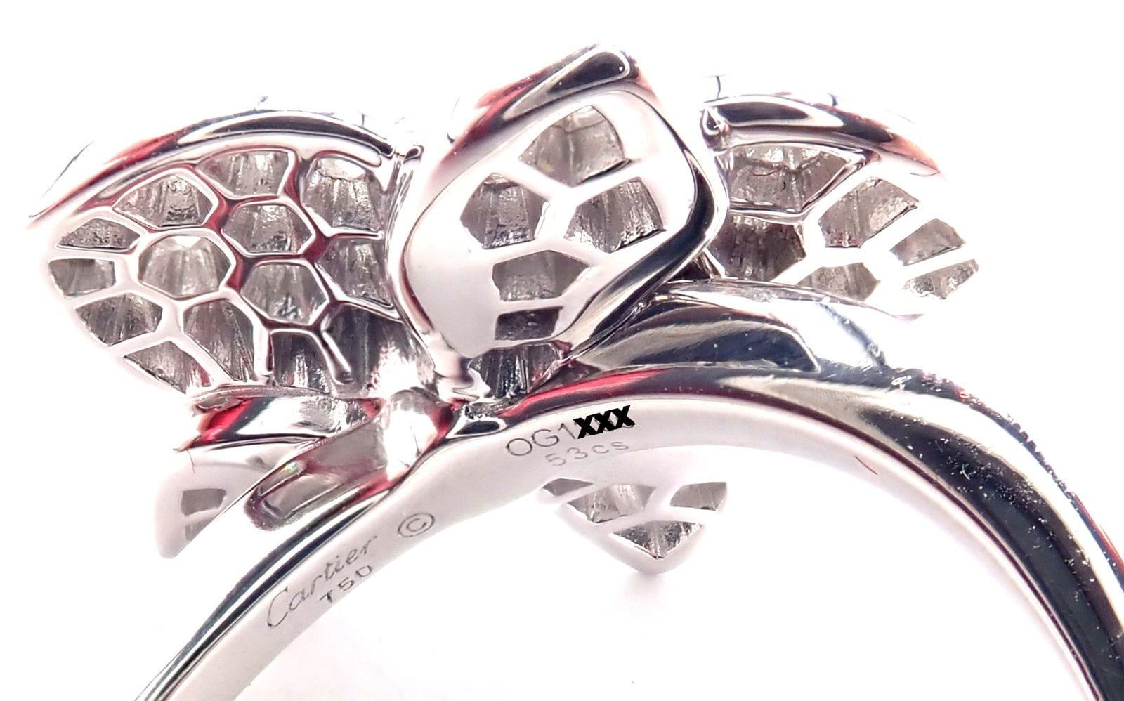 Authentic! Cartier Caresse D'orchidées Orchid Flower 18k White Gold Diamond Ring | Fortrove