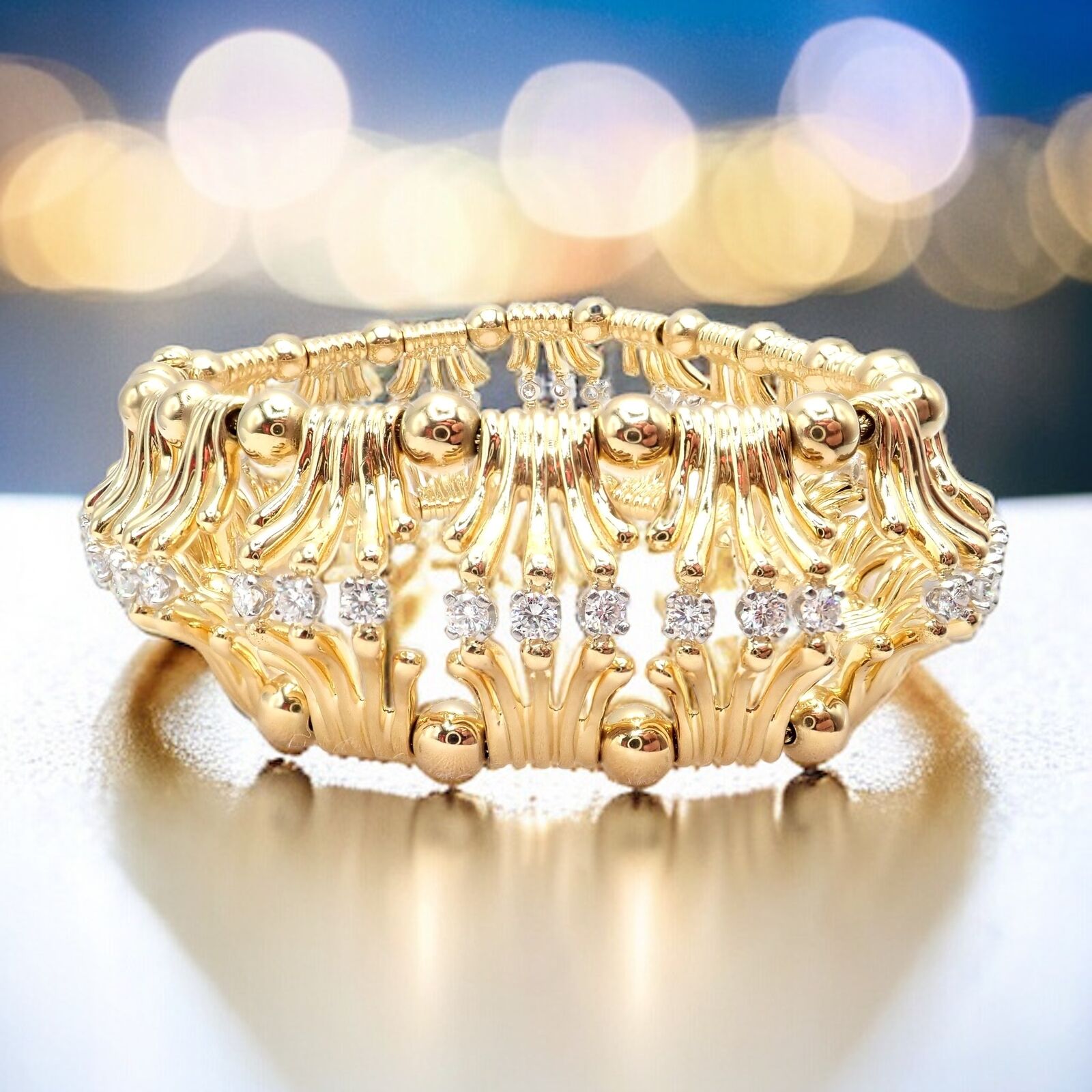 Tiffany & Co Jean Schlumberger 18k Yellow Gold Platinum Diamond Hands Bracelet | Fortrove