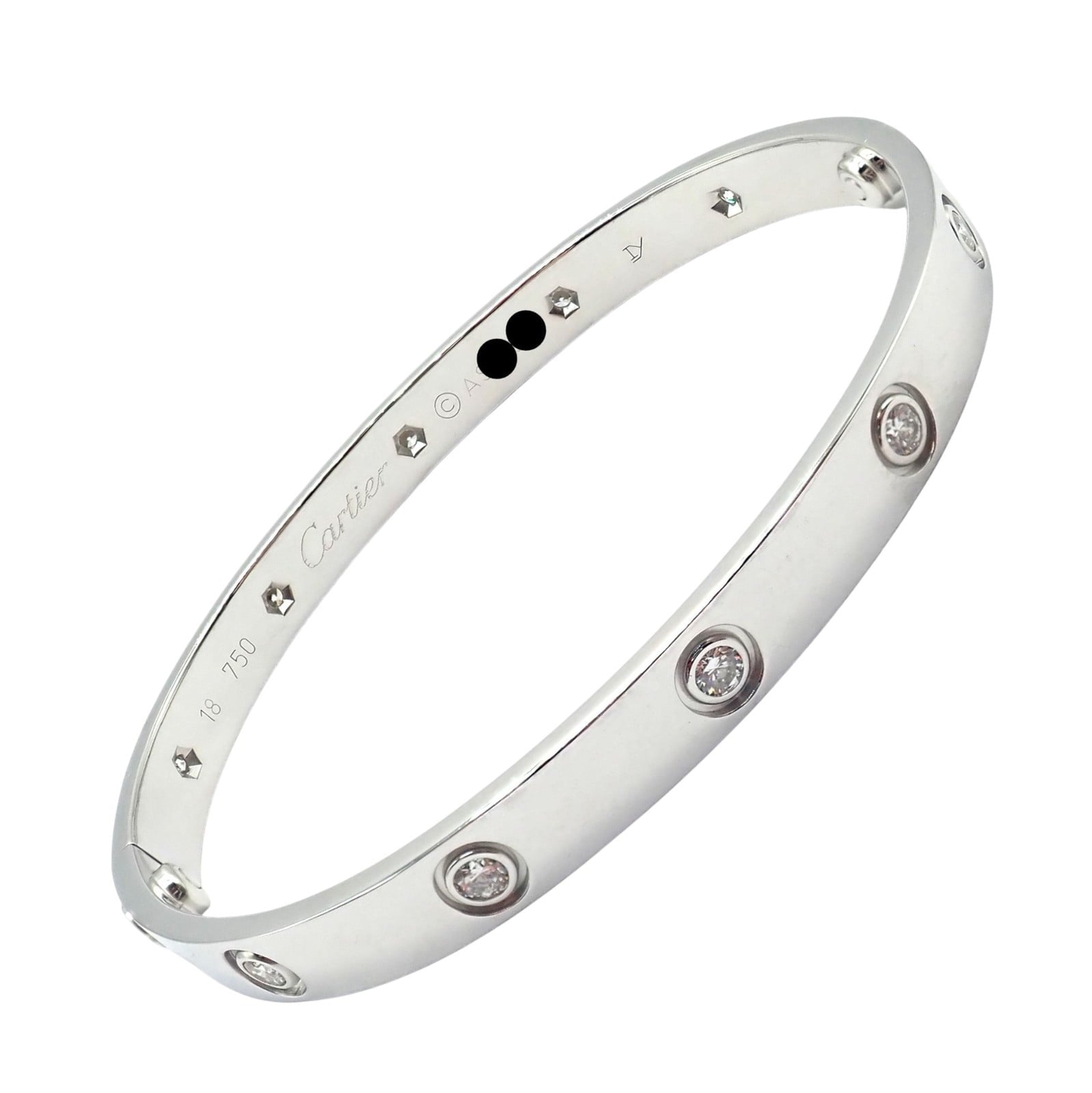 Cartier Jewelry & Watches:Fine Jewelry:Bracelets & Charms Authentic! Cartier Love 18k White Gold 10 Diamond Bangle Bracelet Size 18 Paper