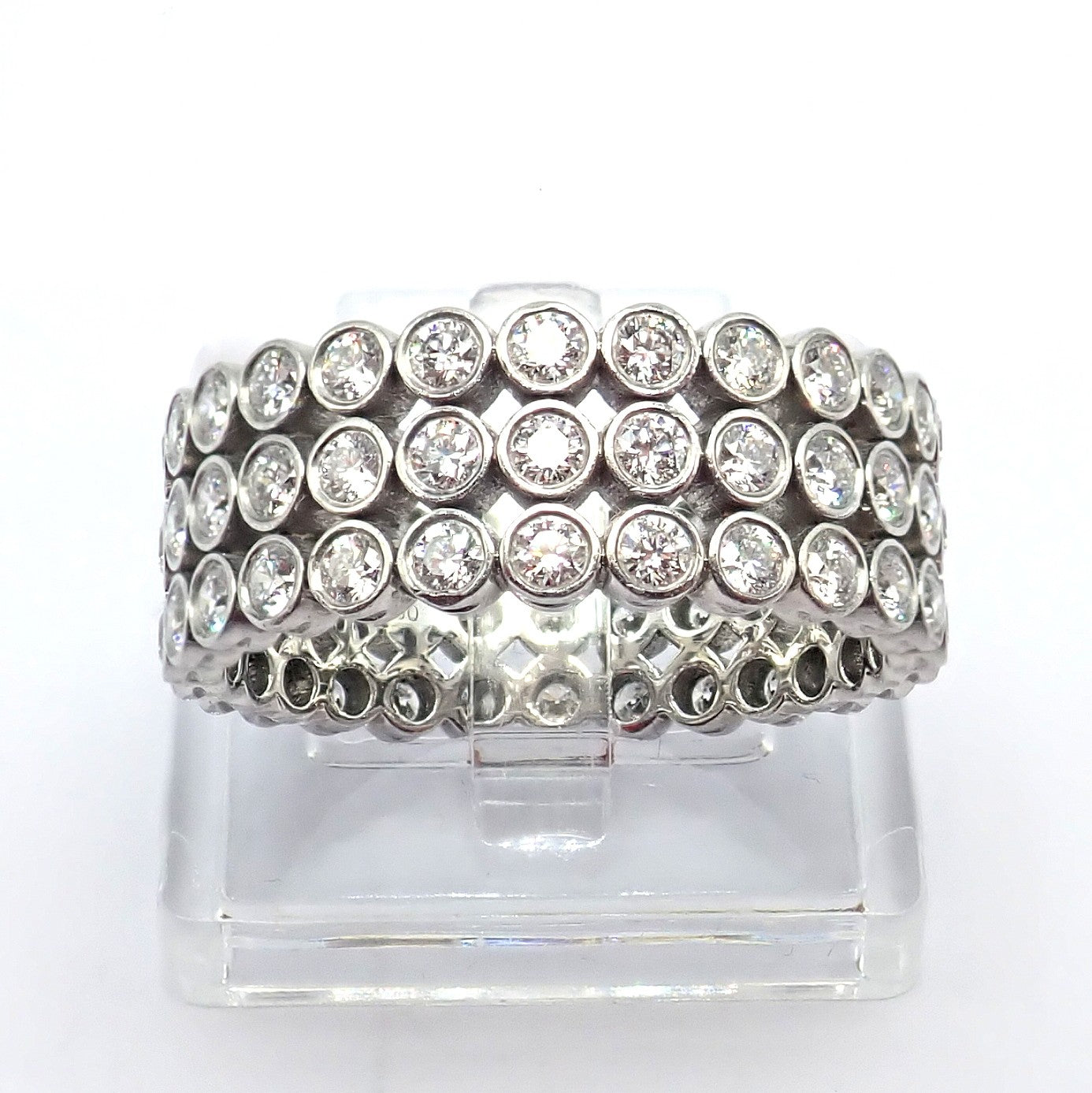 Authentic! Tiffany & Co Platinum Diamond Three Row Jazz Band Ring Size 6 | Fortrove