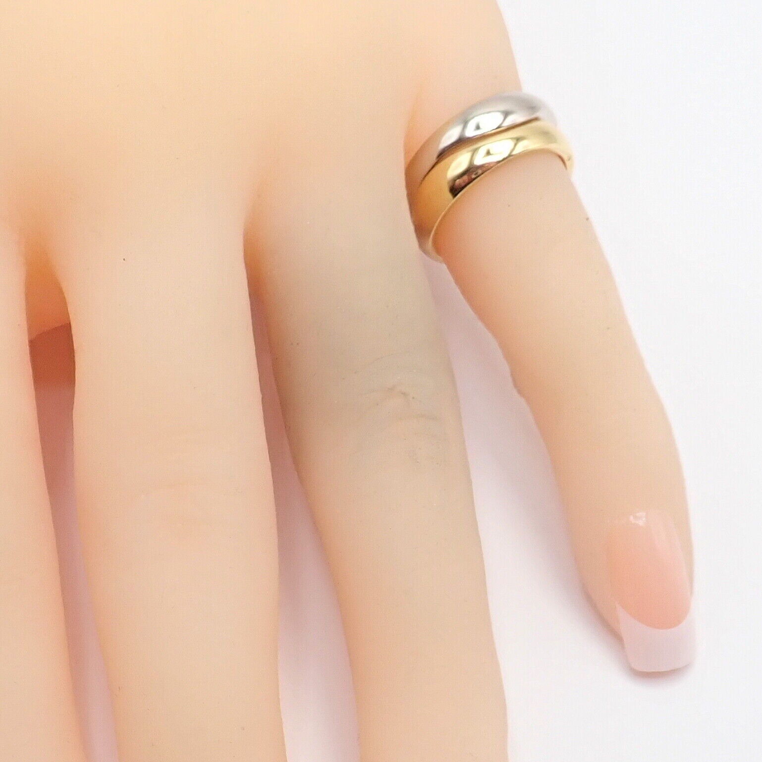 Authentic! Cartier 18k Yellow + White Gold Two Stacking Puzzle Band Ring Size 50 | Fortrove