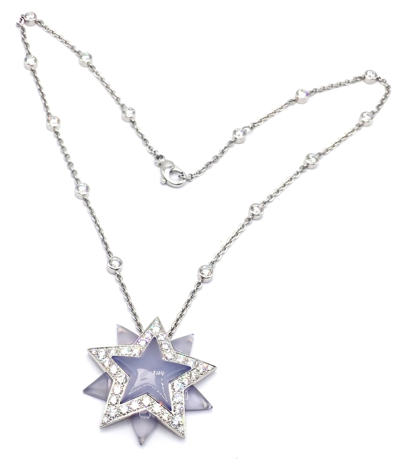 Tiffany & Co. Jewelry & Watches:Fine Jewelry:Necklaces & Pendants Authentic! Tiffany & Co Platinum Diamond Blue Chalcedony Star Pendant Necklace