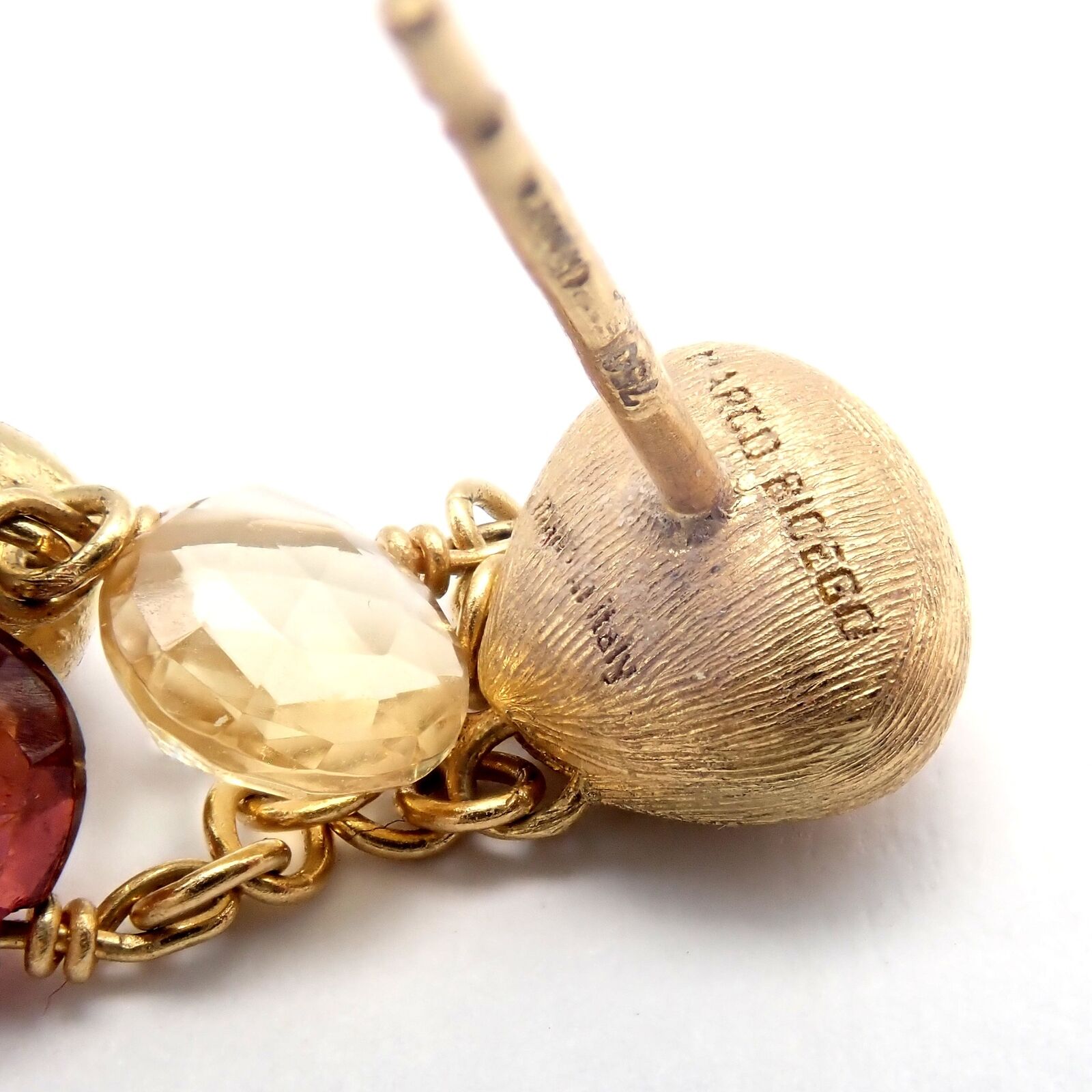 Authentic! Marco Bicego 18k Yellow Gold Paradise Multicolor Gems Pearl Earrings | Fortrove