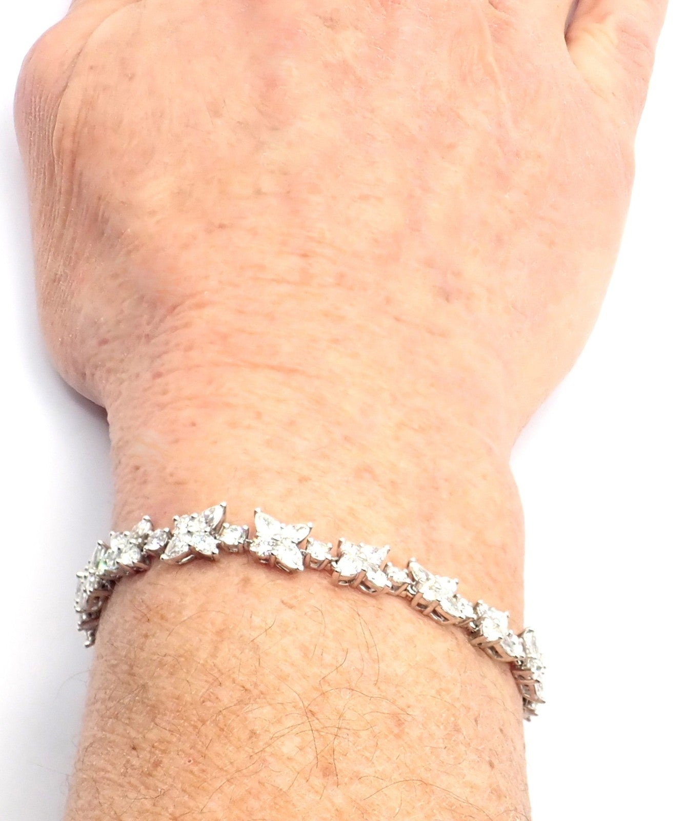 Authentic! Tiffany & Co Victoria Platinum Diamond Mixed Cluster Bracelet | Fortrove
