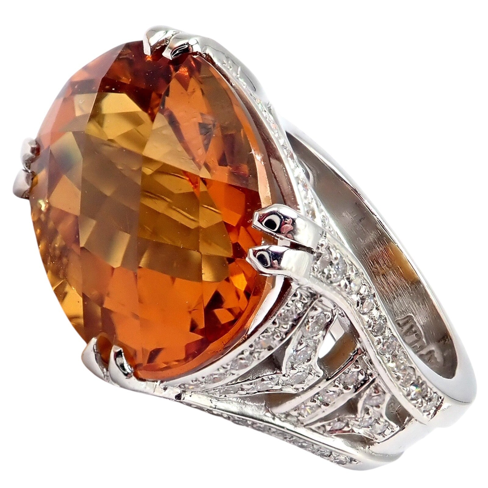 Kieselstein Cord Platinum 2.5ct Diamond Golden Citrine Cockatil Ring 1999 sz 6.5 | Fortrove