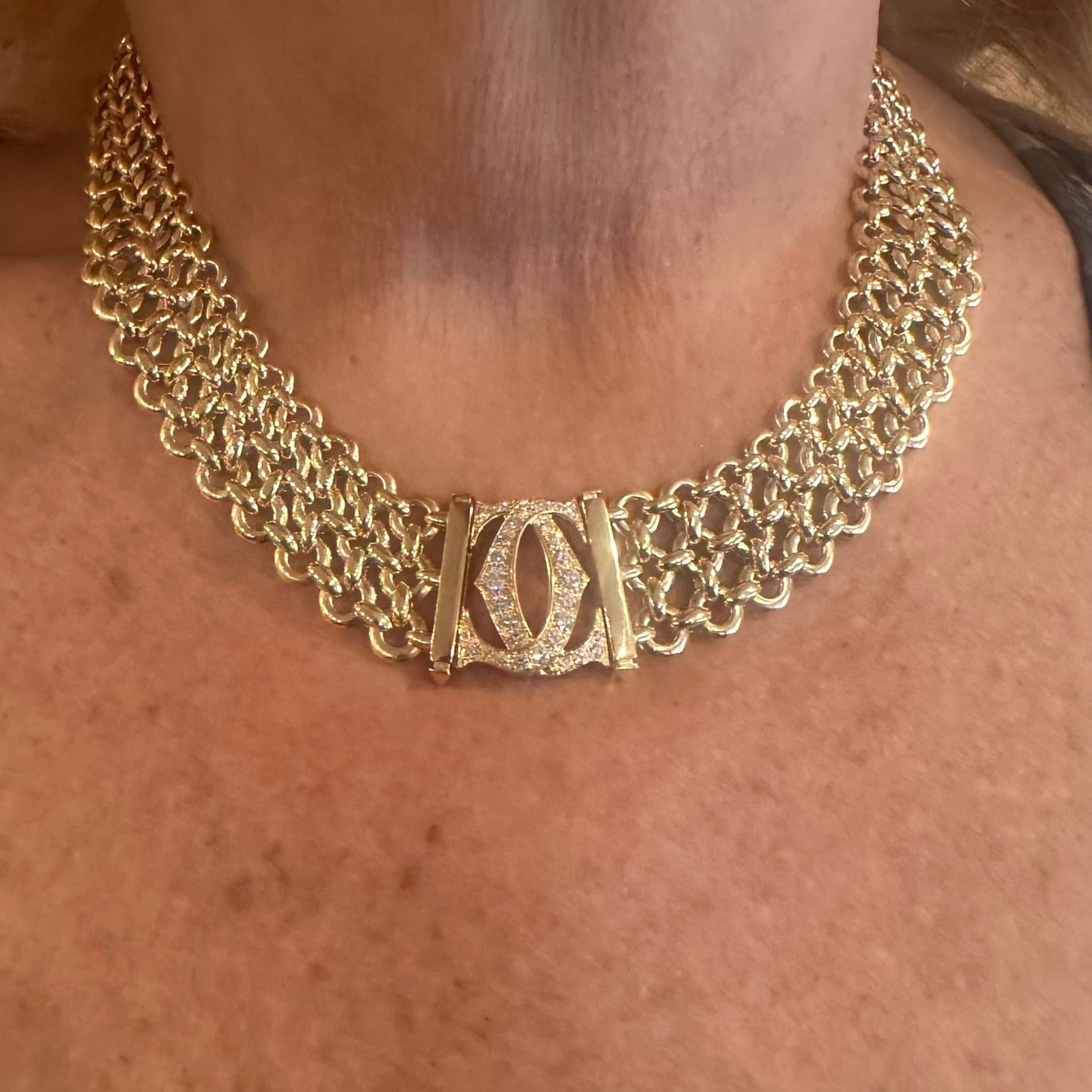 Cartier Jewelry & Watches:Fine Jewelry:Necklaces & Pendants Authentic! Cartier Penelope 18k Yellow Gold Diamond Double C Three Row Necklace