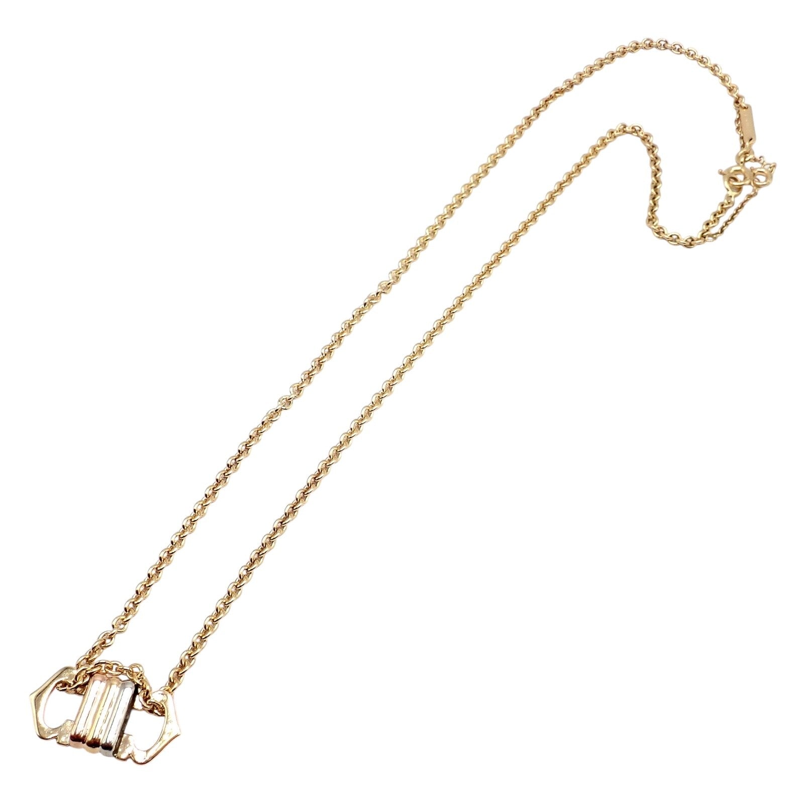Authentic! Cartier 18k TriColor Gold Double C Charm Pendant Necklace | Fortrove