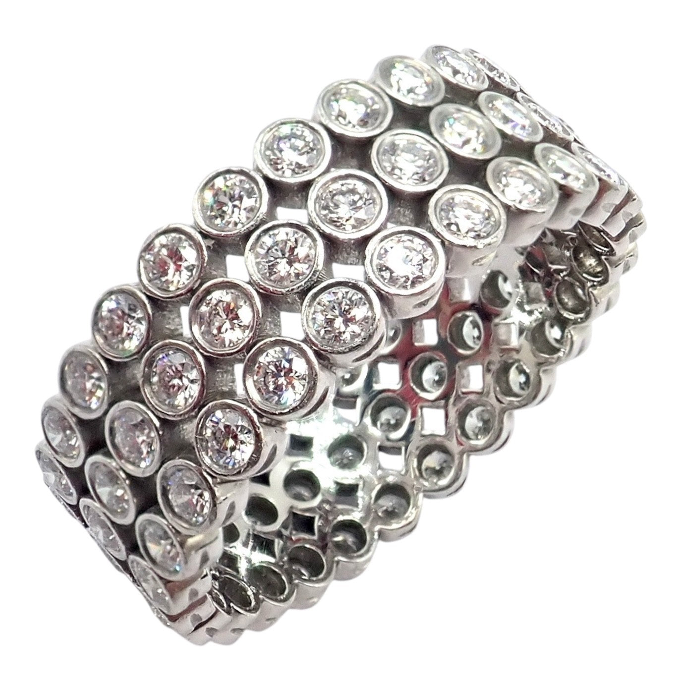 Authentic! Tiffany & Co Platinum Diamond Three Row Jazz Band Ring Size 6 | Fortrove