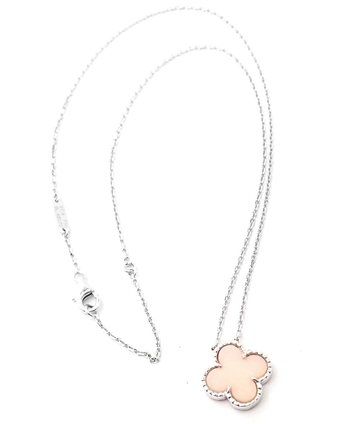 Van Cleef & Arpels Jewelry & Watches:Fine Jewelry:Necklaces & Pendants Authentic! Van Cleef & Arpels Alhambra 18k White Gold Pink Opal Pendant Necklace