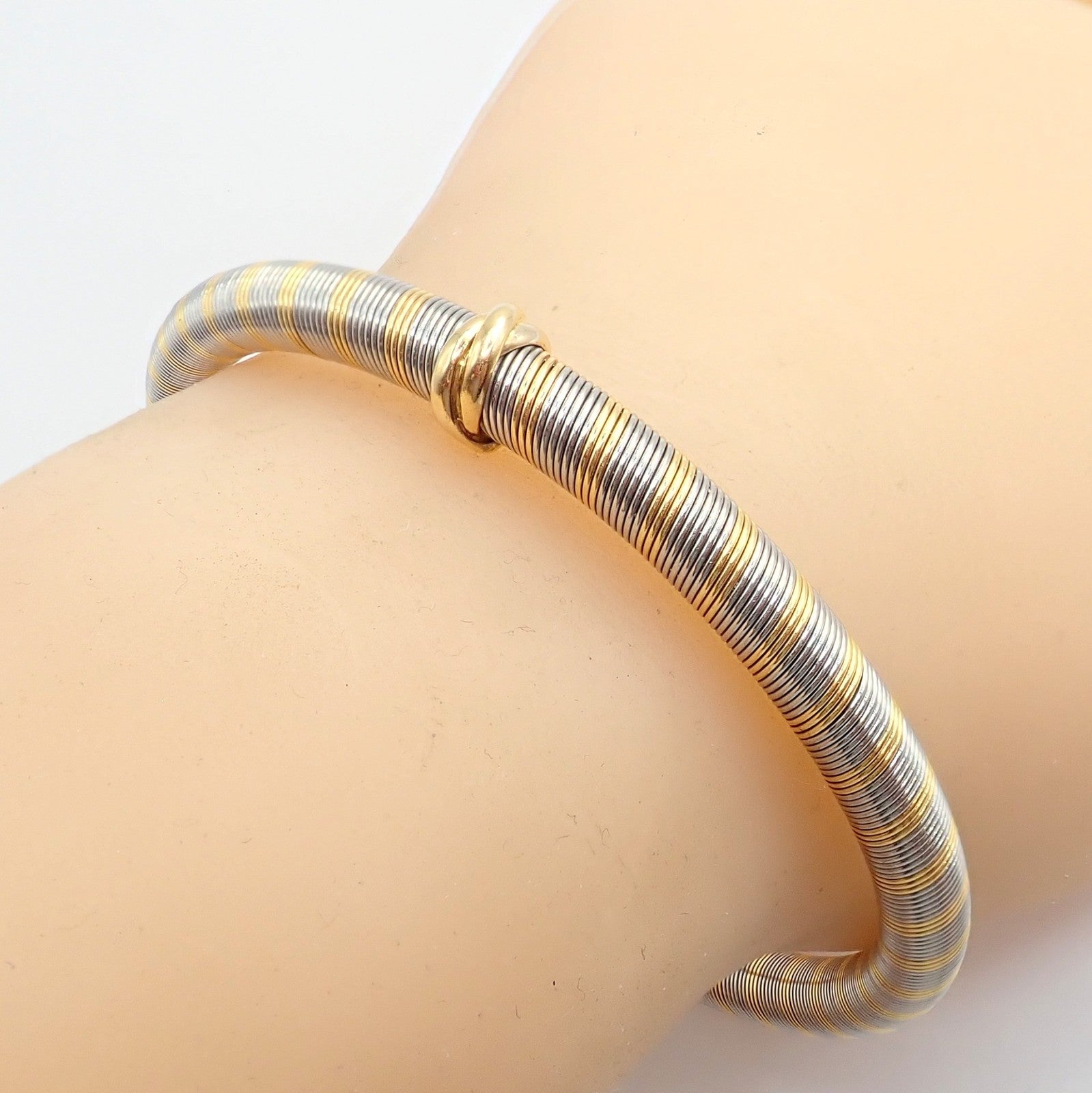 Authentic Vintage Cartier 18k Yellow Gold + Steel Bangle Trinity Bracelet | Fortrove