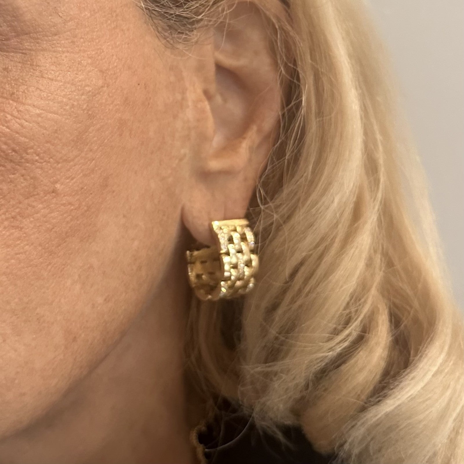 Authentic Cartier Maillon Panthere 18K Gold Diamond Five Row Link Gold Earrings | Fortrove