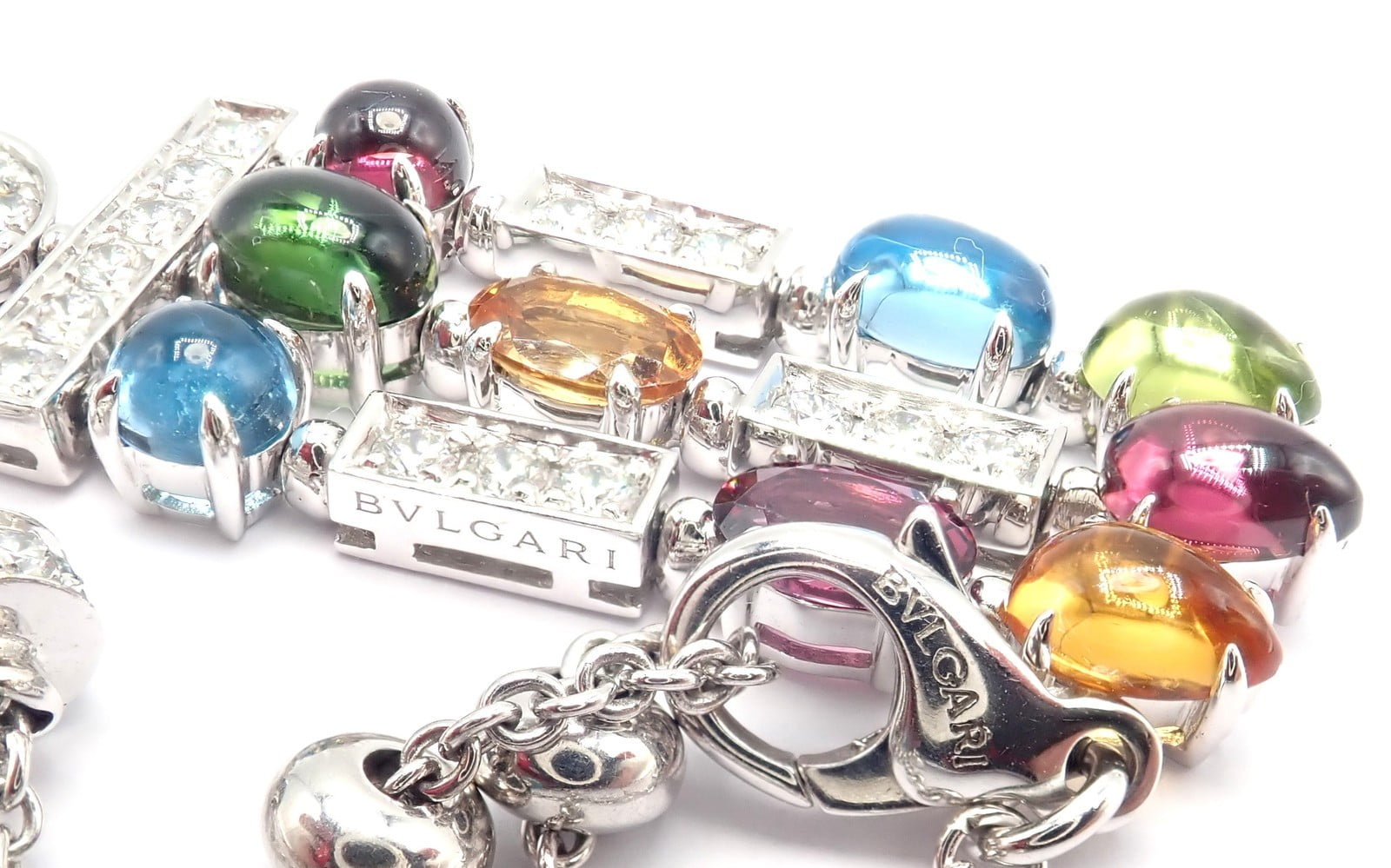 Bulgari Jewelry & Watches:Fine Jewelry:Necklaces & Pendants Authentic! Bvlgari Bulgari Allegra 18k White Gold Diamond Color Stones Necklace